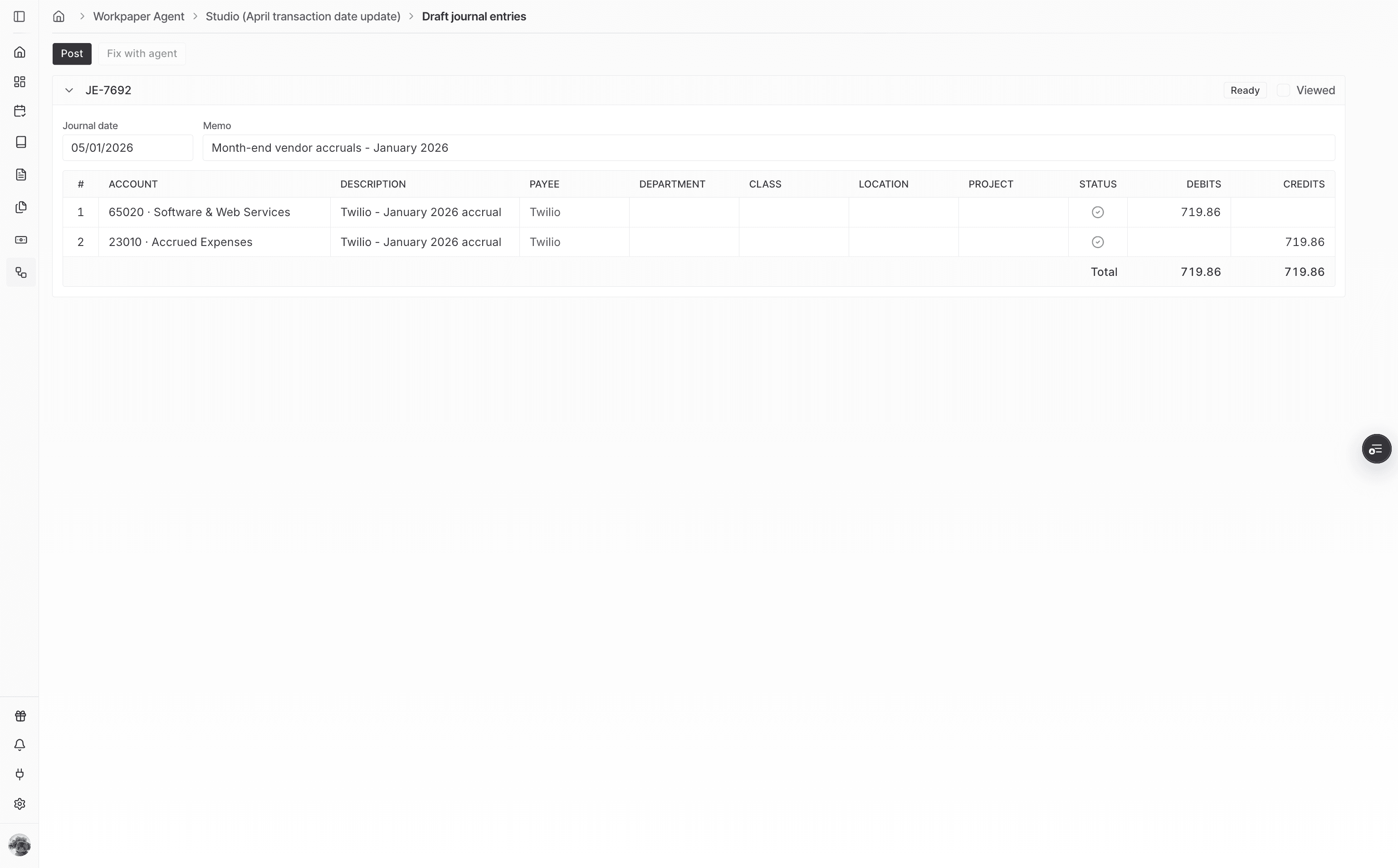 Screenshot showing the Post action.