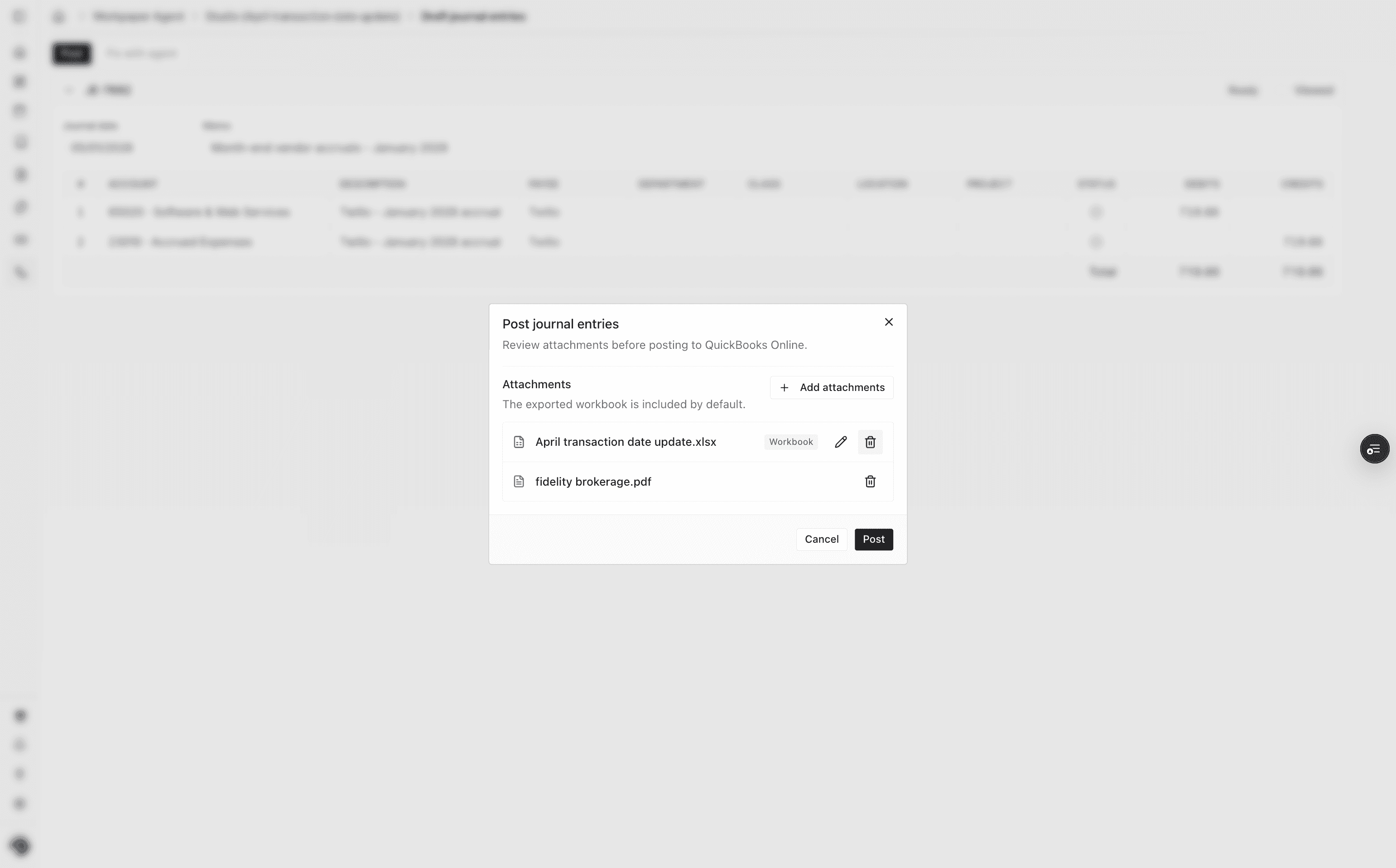 Screenshot showing the posting date picker.