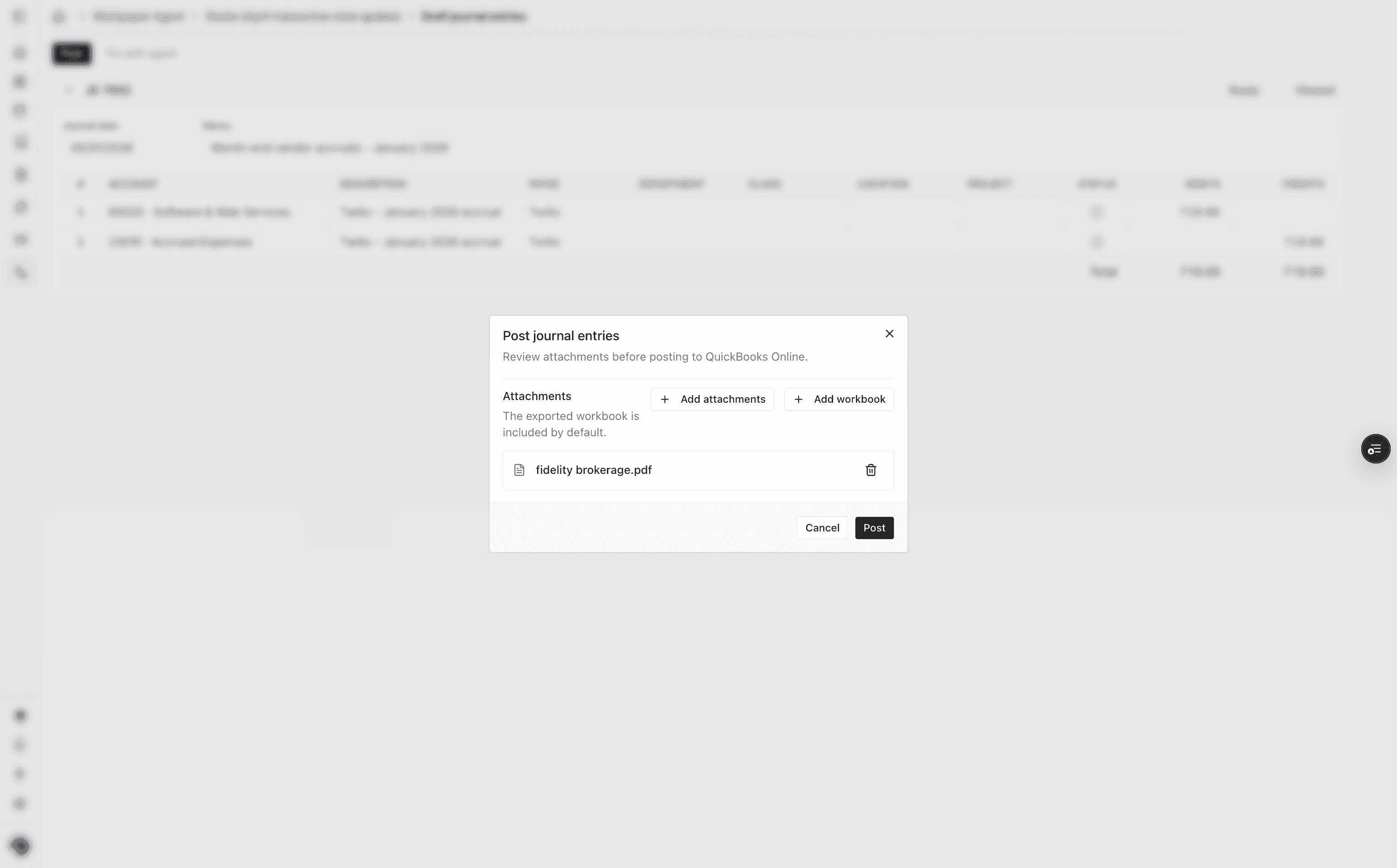 Screenshot showing the final Post action.
