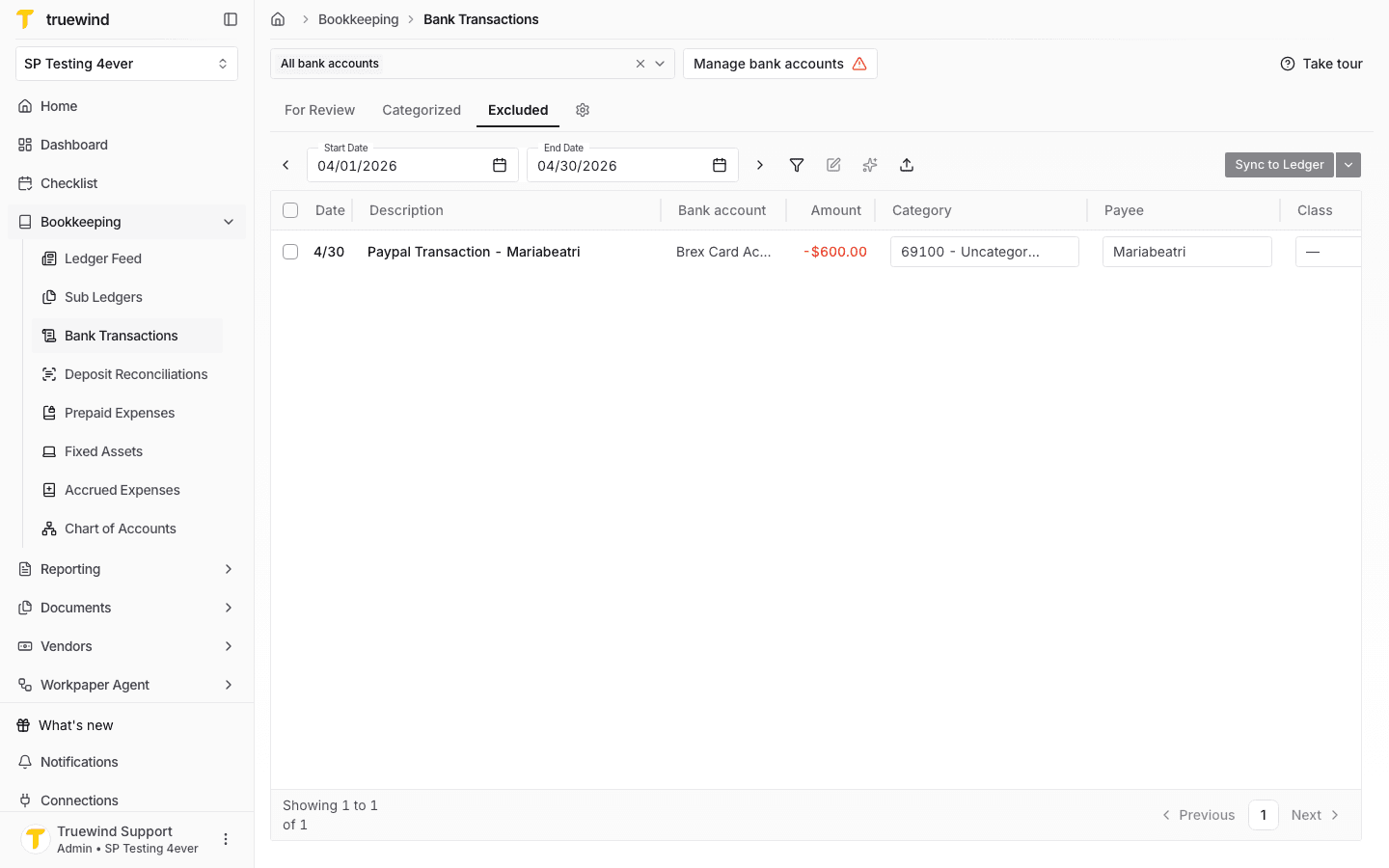 Screenshot showing the Excluded queue with an excluded transaction row.
