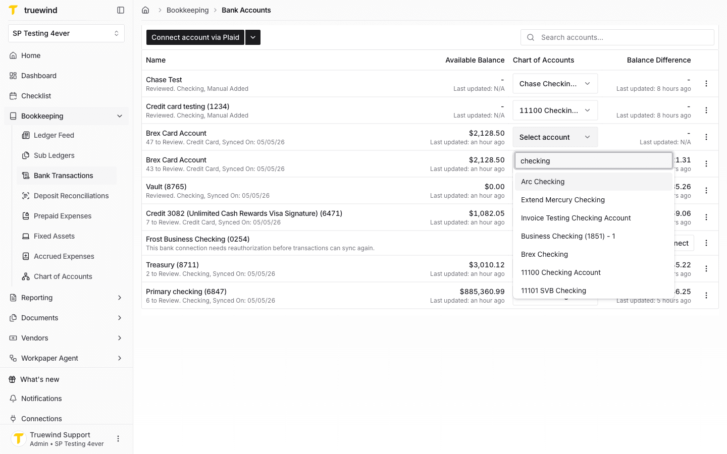 Screenshot showing use the search to find the account you want to map, and click on it