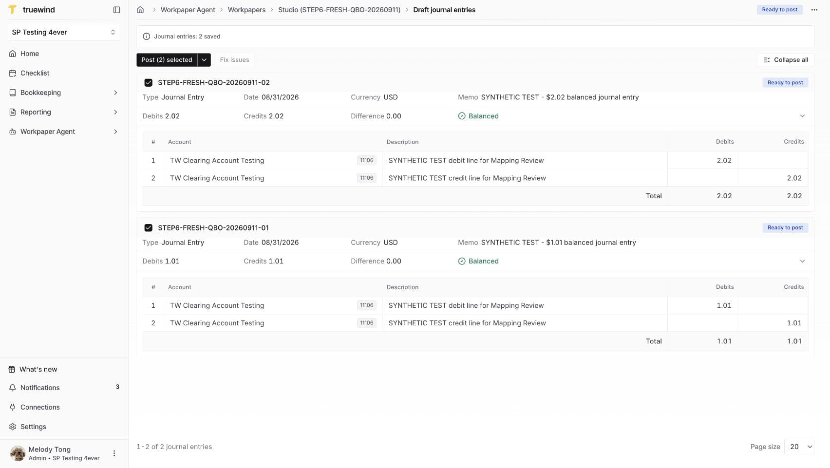 QuickBooks Online workflow: Check the Preview