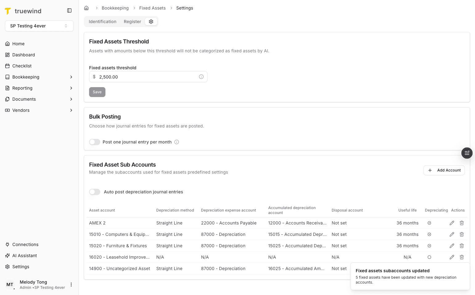 Screenshot showing Open Register