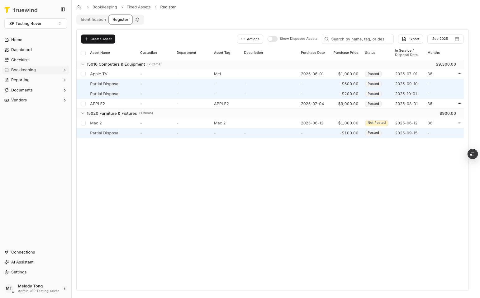 Screenshot showing Open Bookkeeping