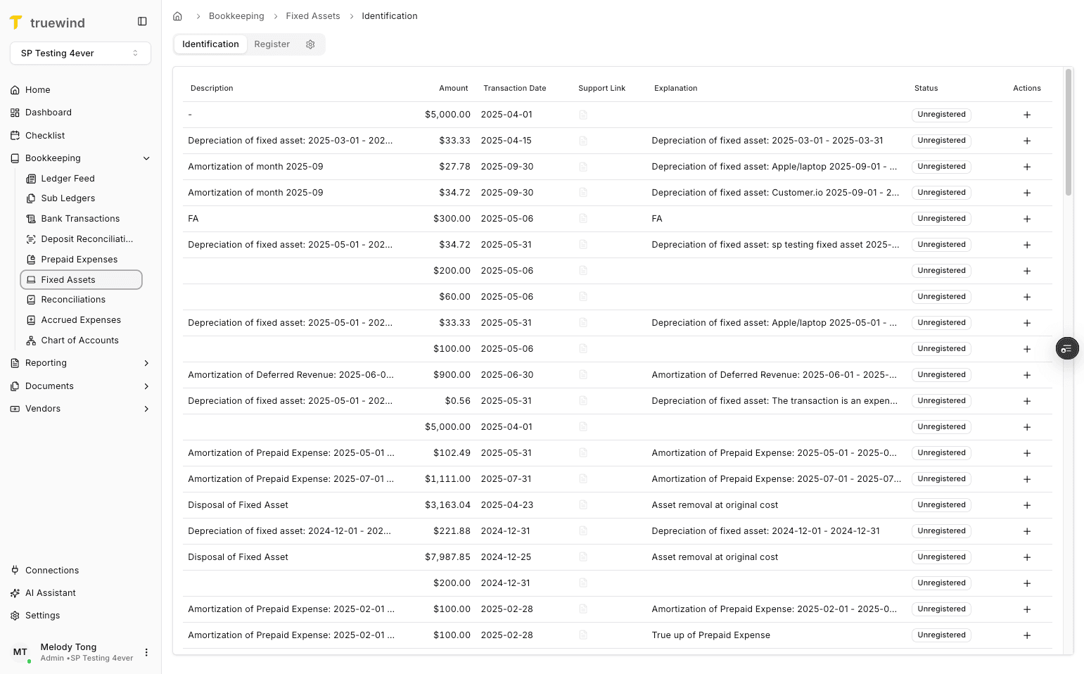 Screenshot showing Open Register