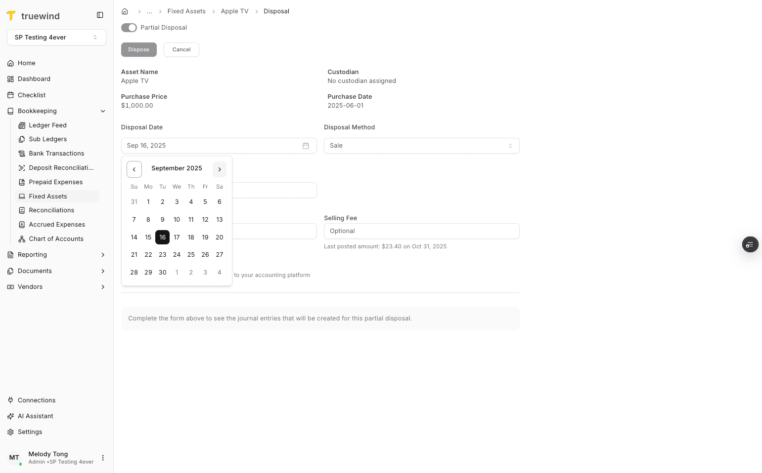 Screenshot showing Select Go to the Next Month