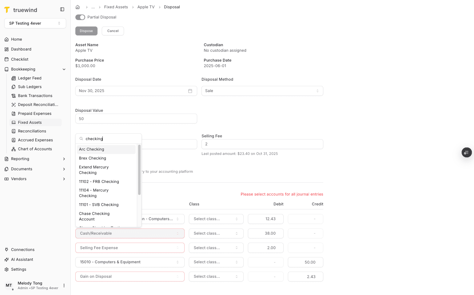 Screenshot showing Enter "checking"
