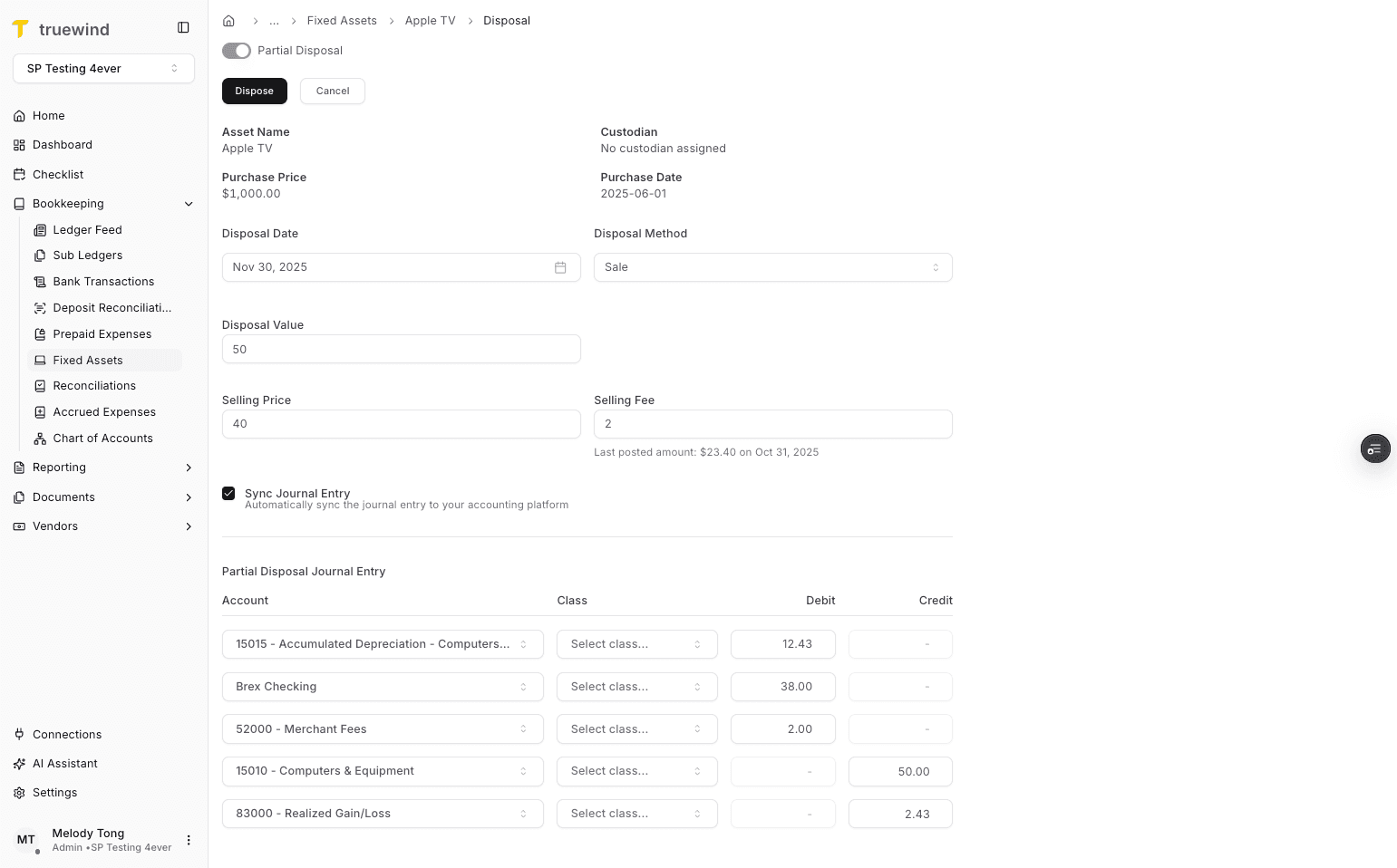Screenshot showing Review the journal entry