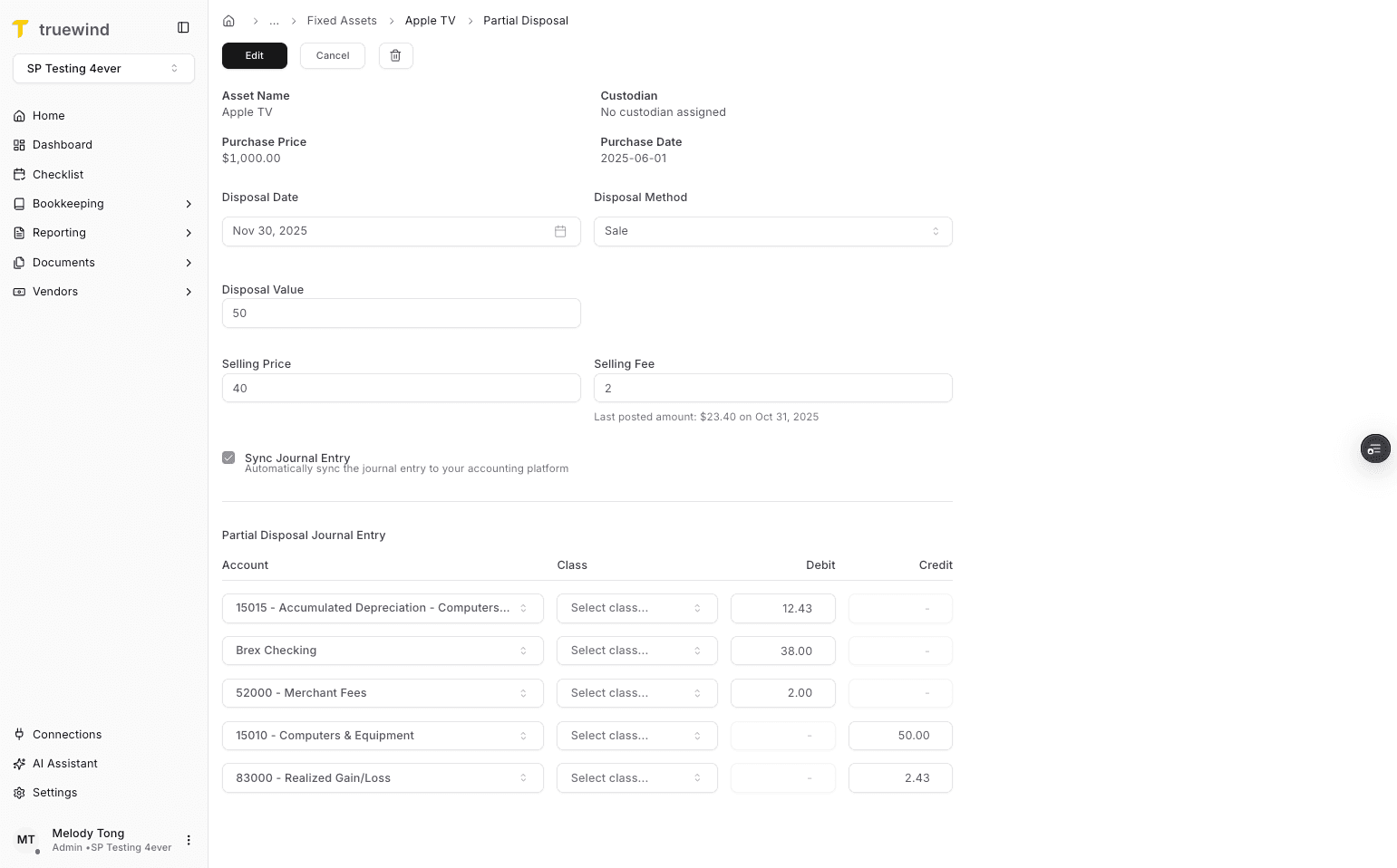 Screenshot showing Open asset page