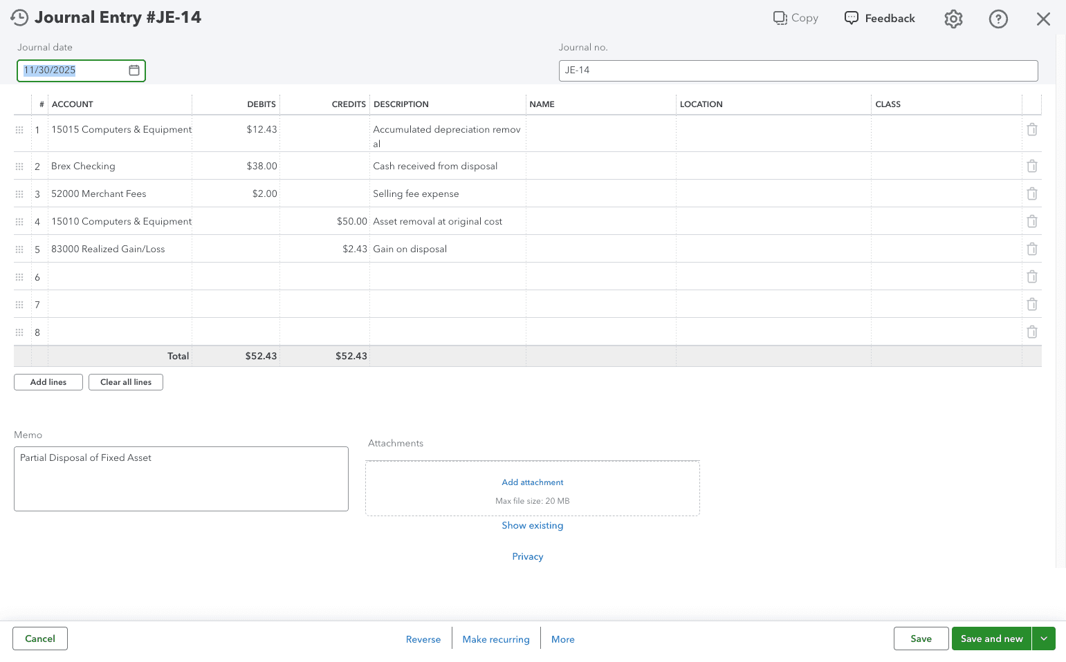 Screenshot showing Posted link directs you to the JE in ERP