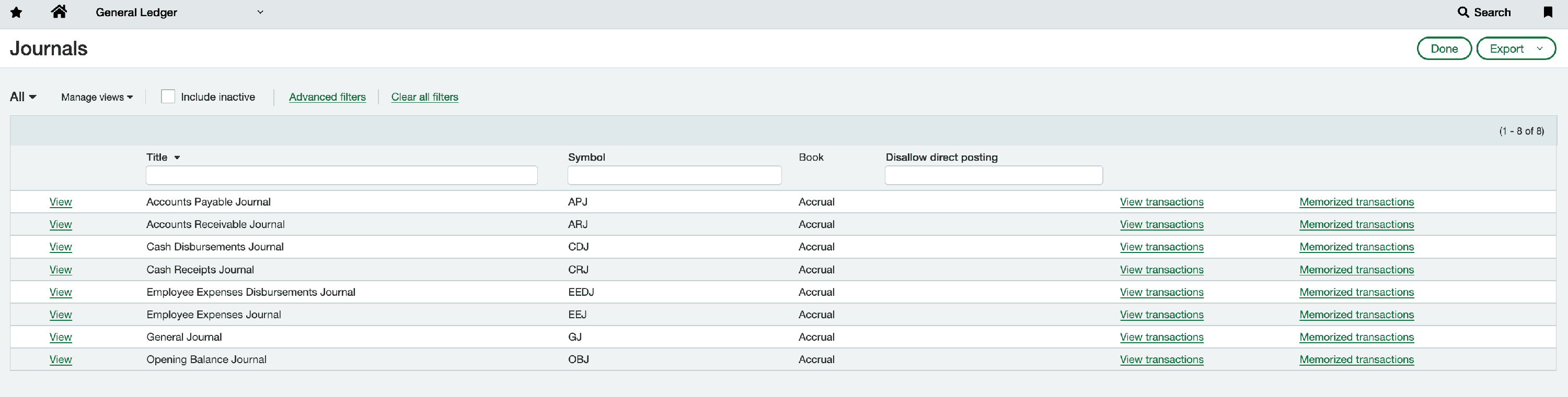 Screenshot showing Open General Entry -> Journal Entry -> Admin Setup -> Add a new Journal Entry book