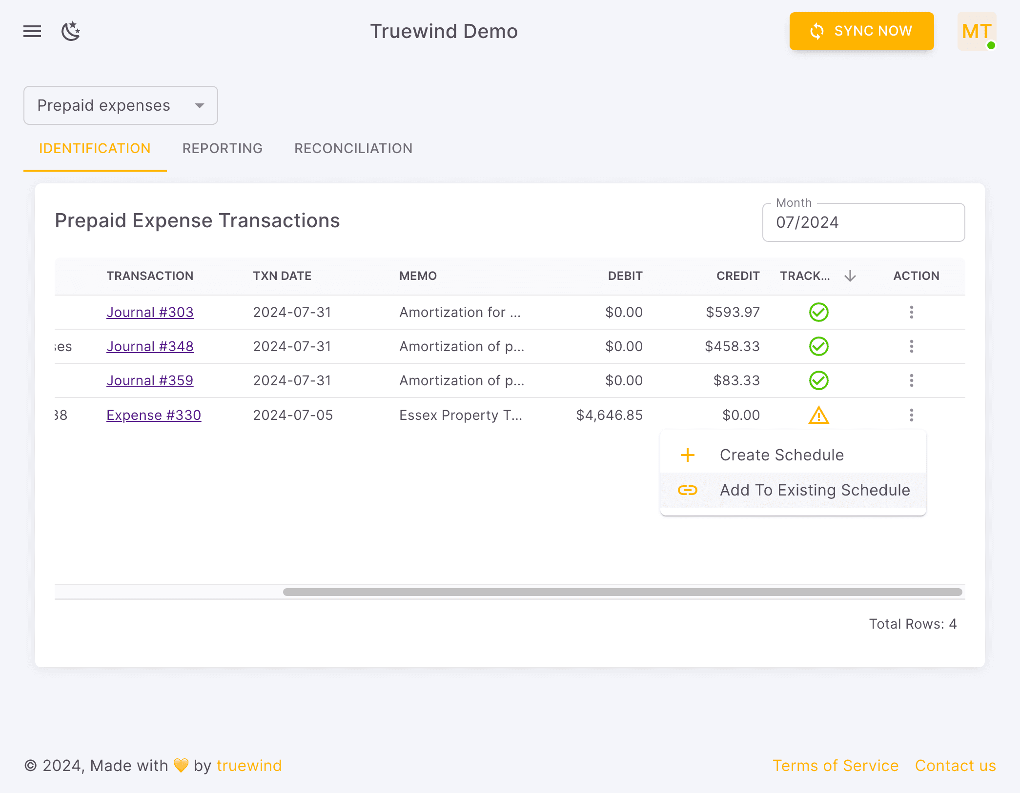 Screenshot showing Select Add To Existing Schedule
