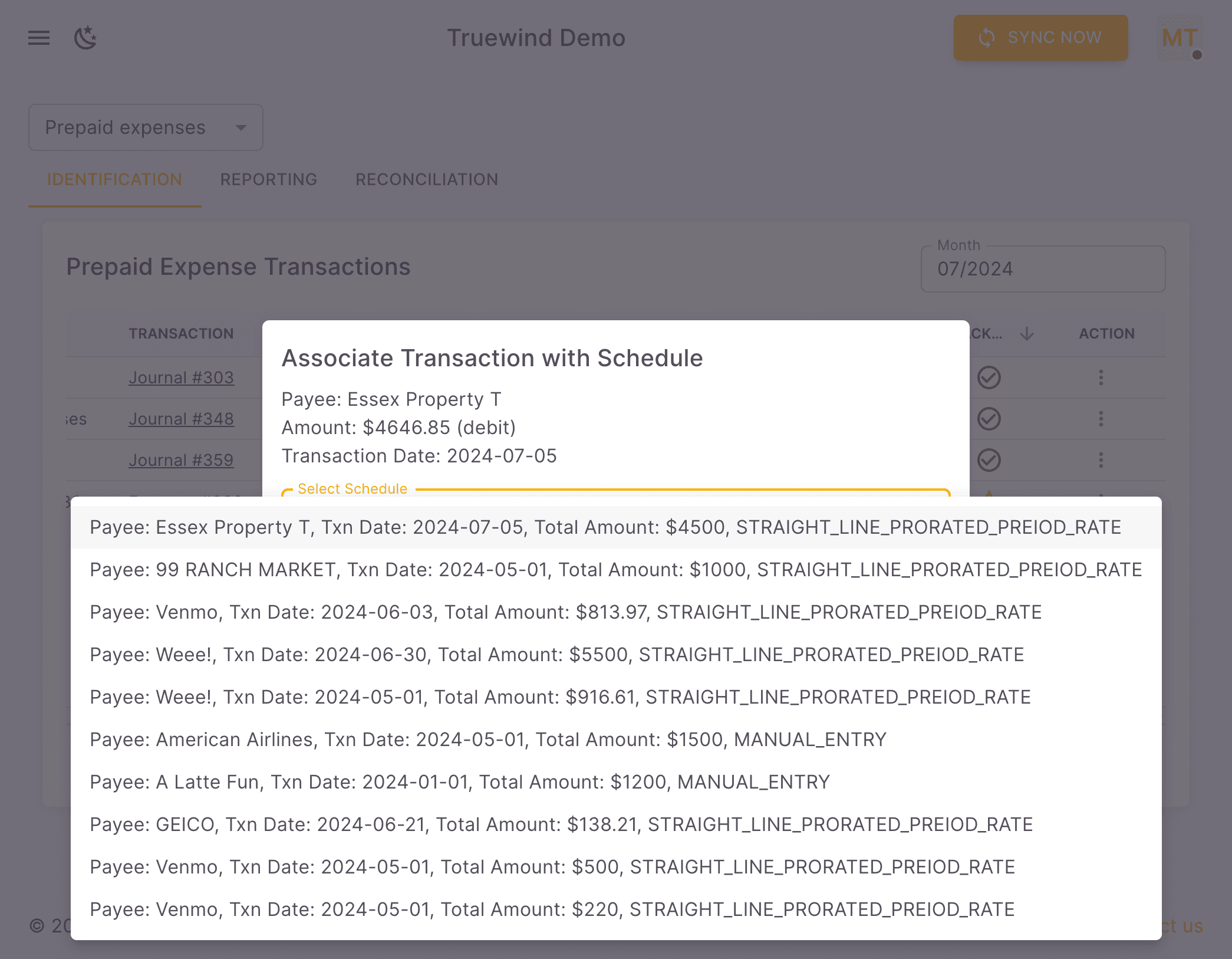 Screenshot showing The dropdown shows all existing schedule in the same month