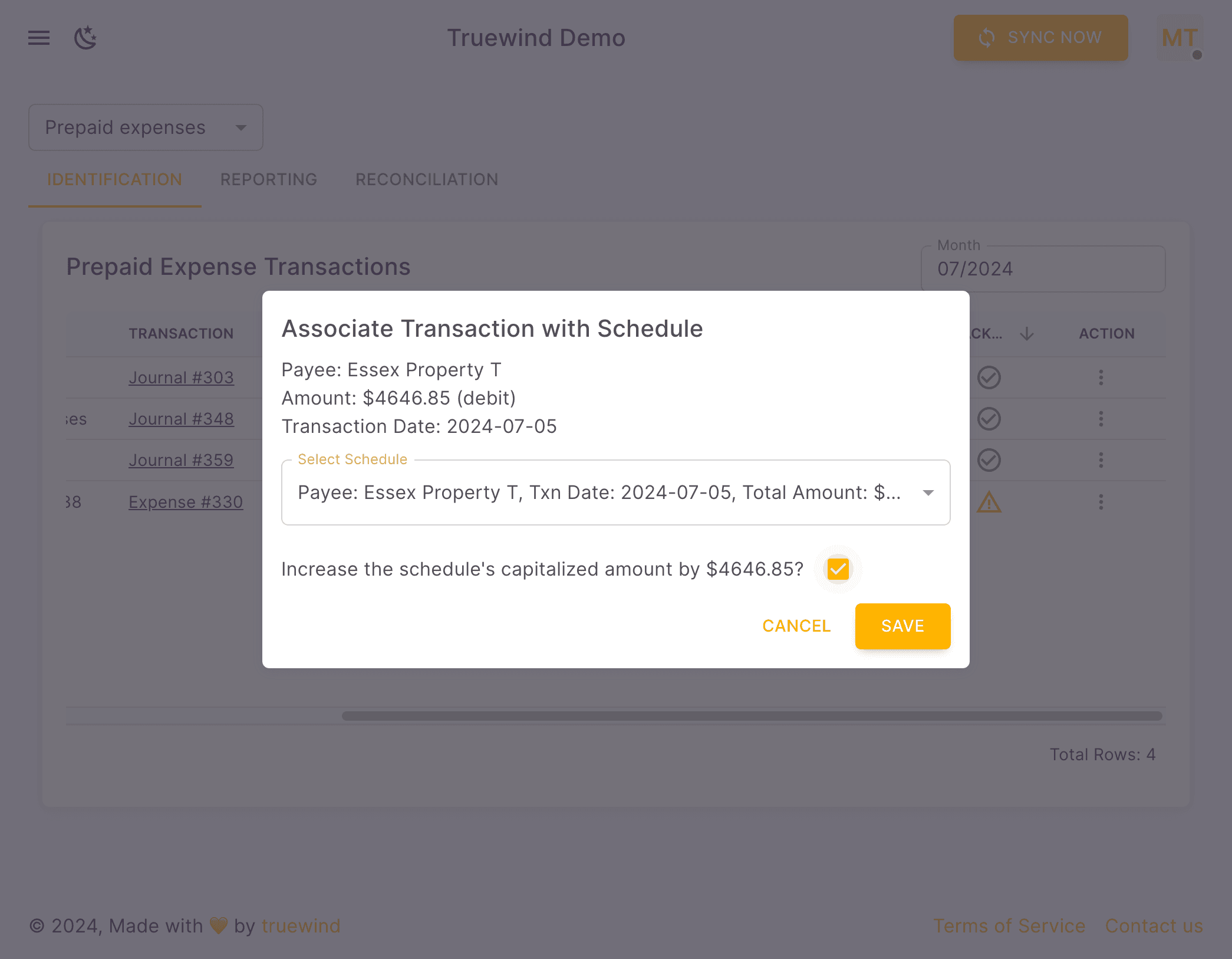 Screenshot showing Check on