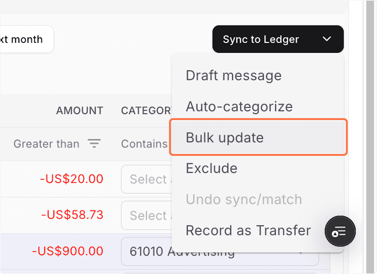 Screenshot showing Click Bulk update