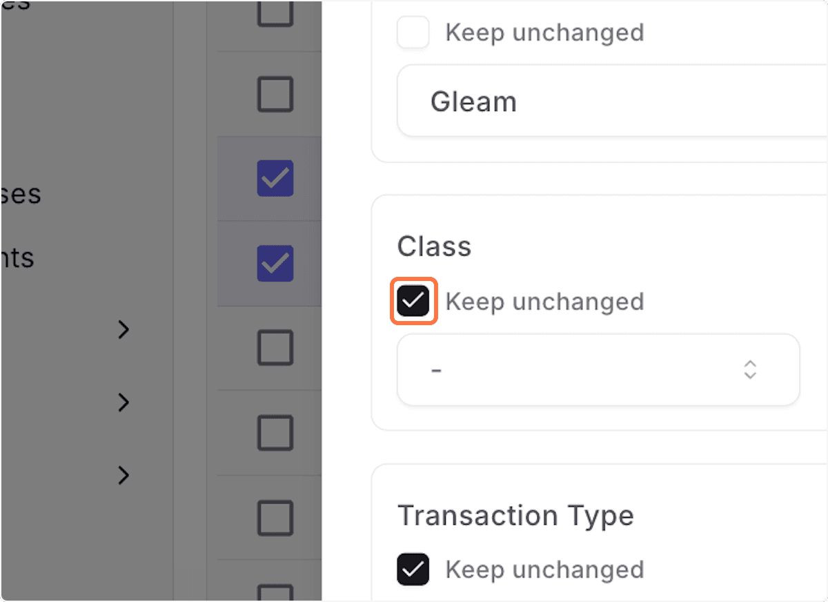 Screenshot showing Uncheck Keep class unchanged