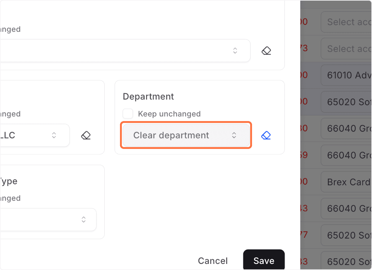 Screenshot showing Select New Value from Dropdown