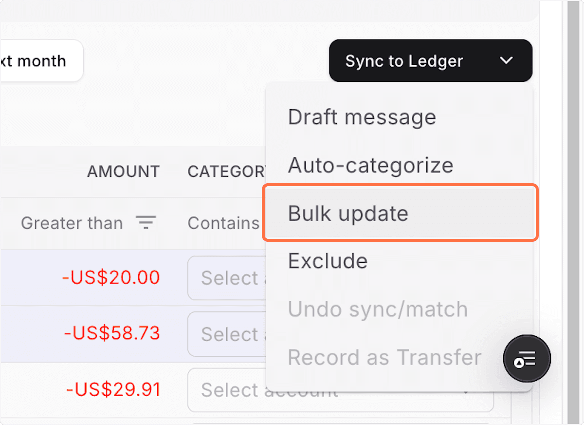 Screenshot showing Click Bulk update