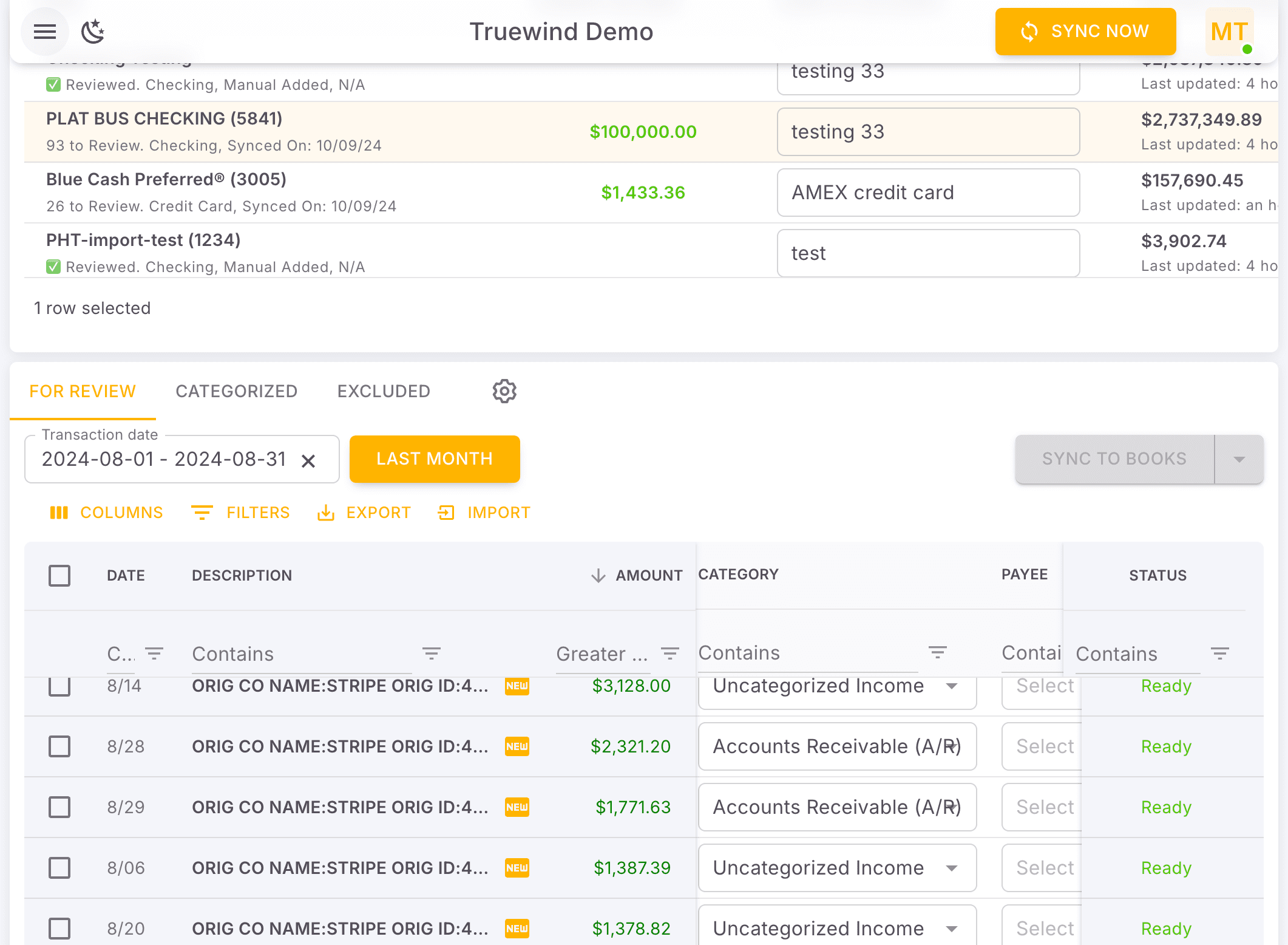 Screenshot showing Open the side menu