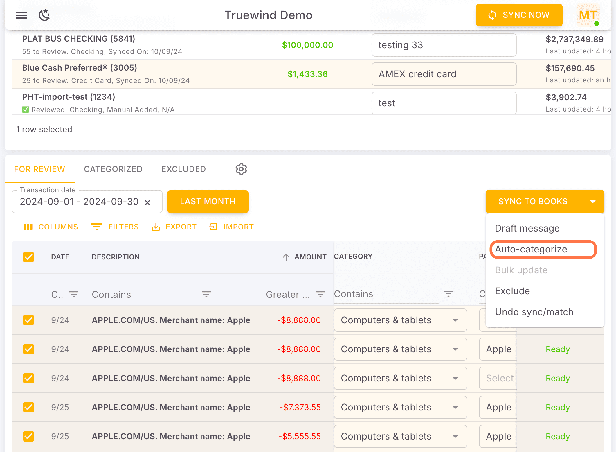 Screenshot showing Select Select account