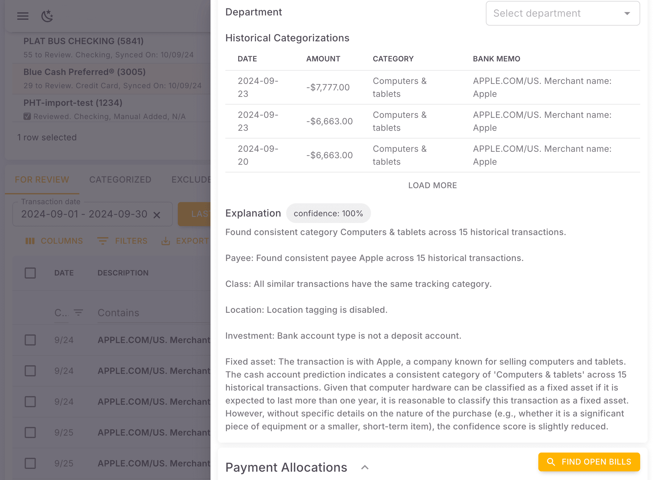 Screenshot showing Select APPLE.COM/US. Merchant name: Apple…