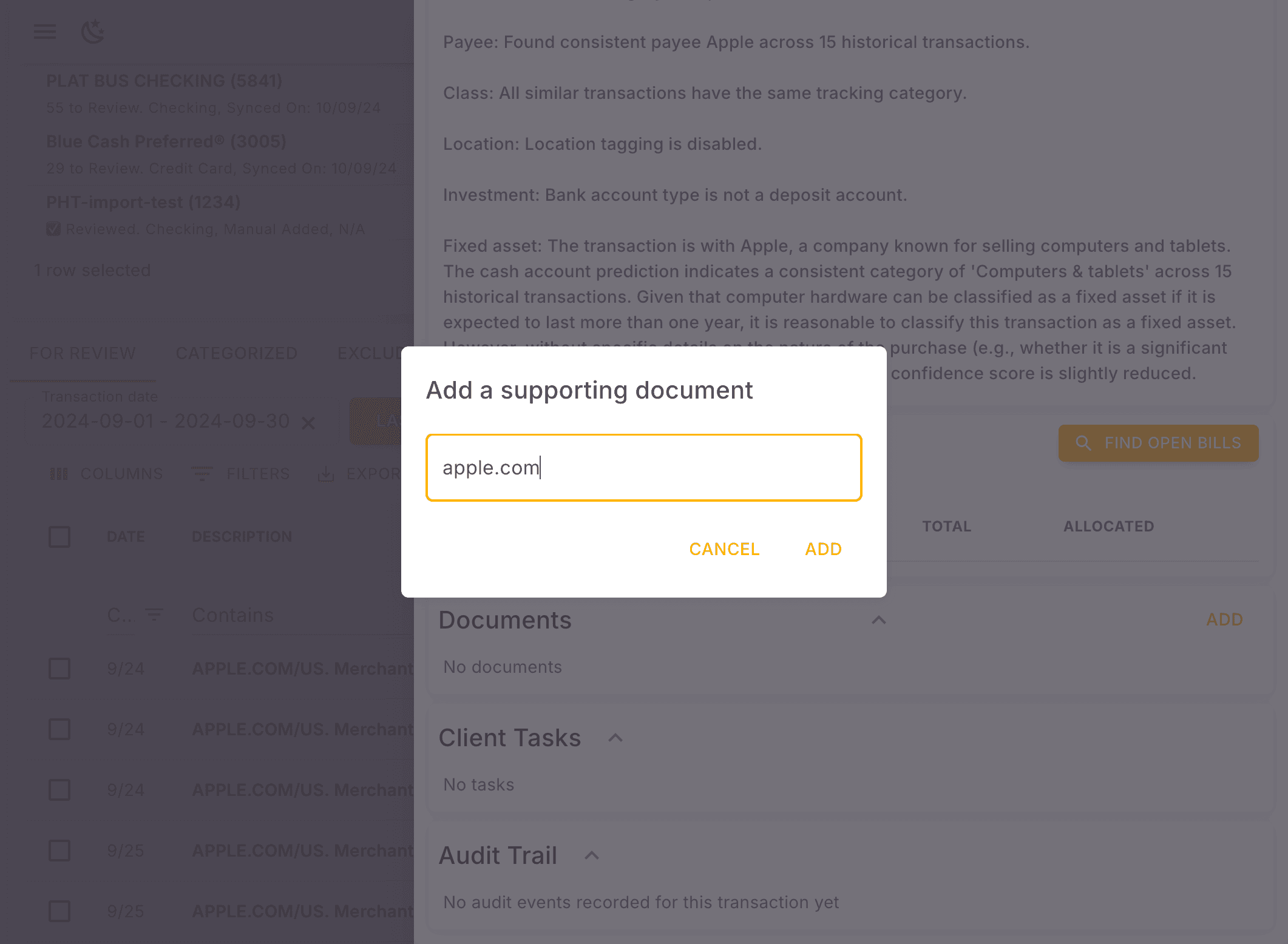 Screenshot showing Enter URL "apple.com"