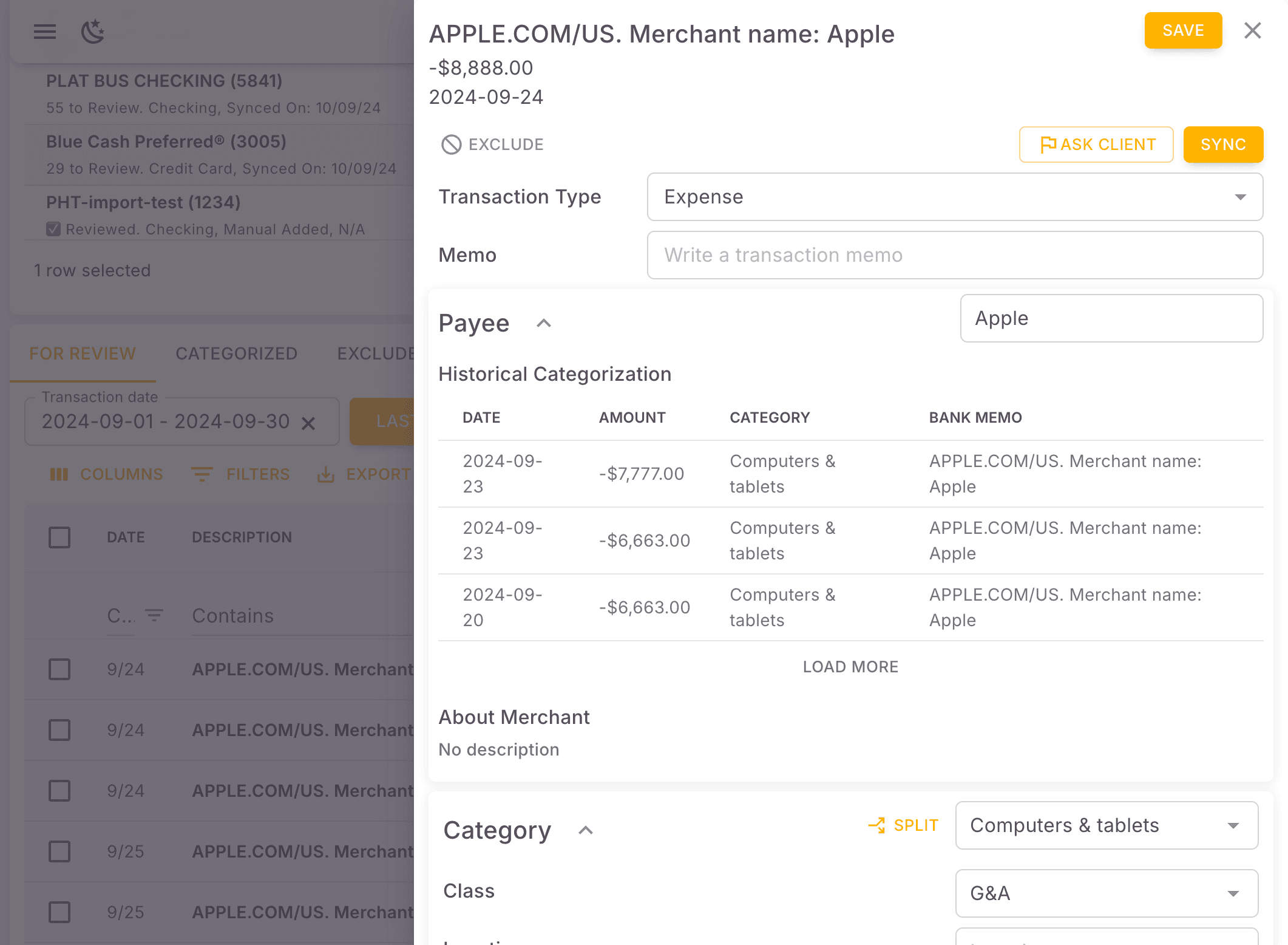 Screenshot showing Then you can click on "Sync" to sync to books