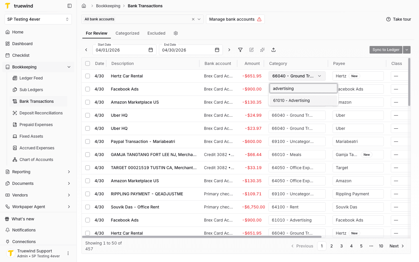 Screenshot showing the category picker filtered by the search term advertising.