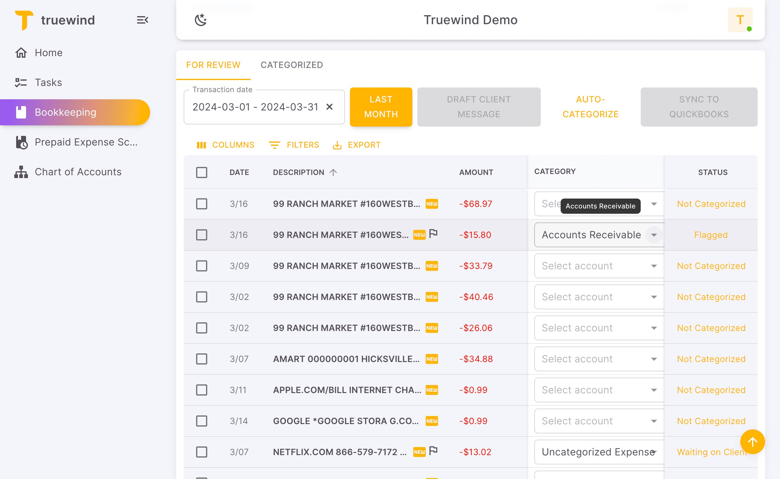 Screenshot showing You can click the dropdown to see the list of Chart of Accounts