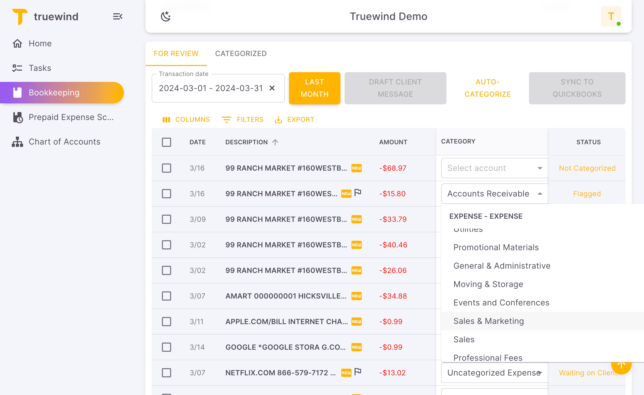 Screenshot showing Select the Category. For example, it's "Sales & Marketing"