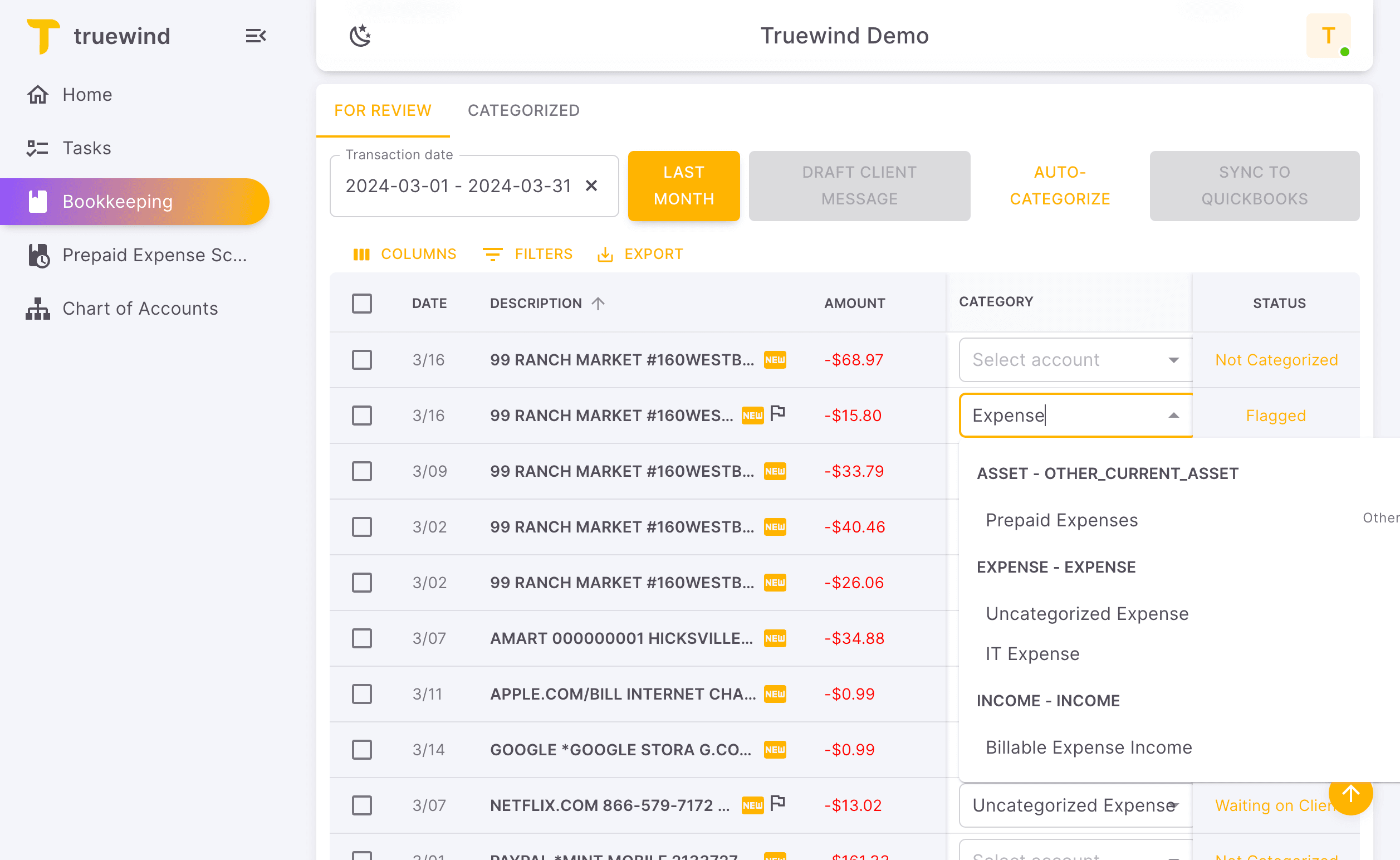 Screenshot showing Another, you can type the name to search the category. For example "Expense"