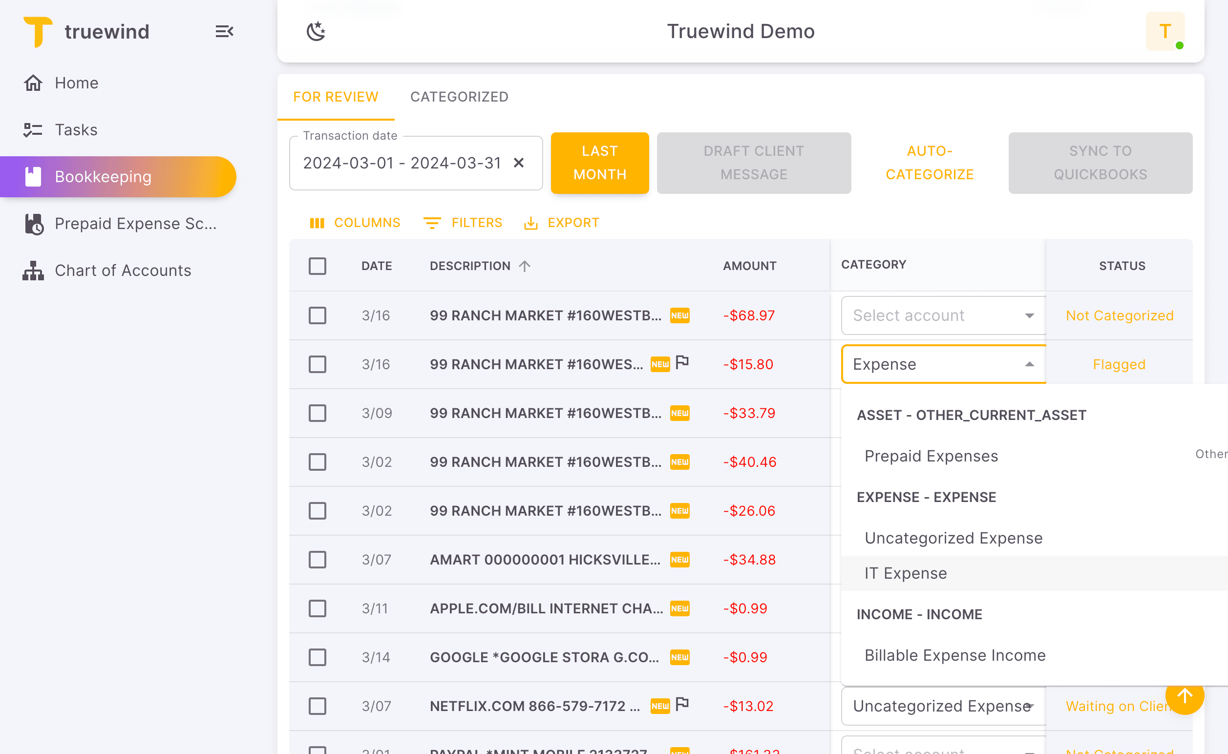 Screenshot showing Select the category. For example, "IT Expense"