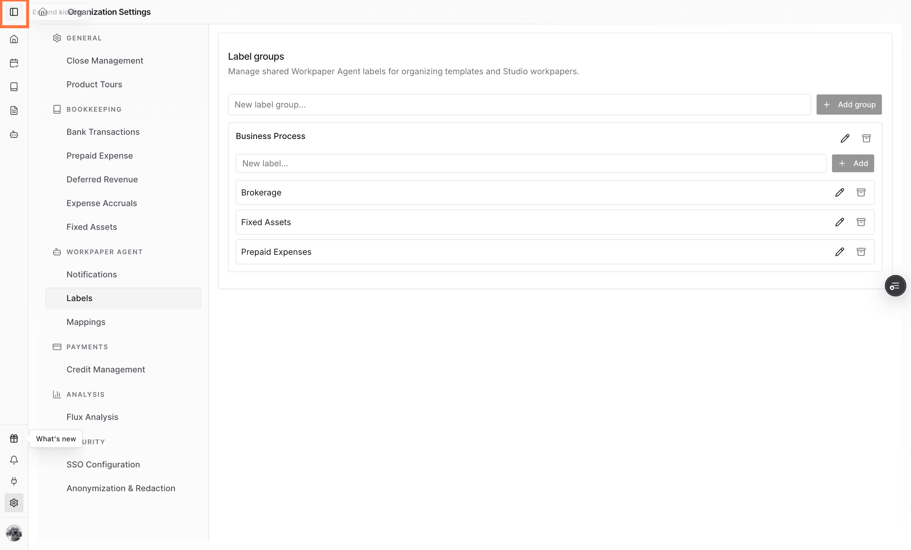 Screenshot showing the sidebar toggle