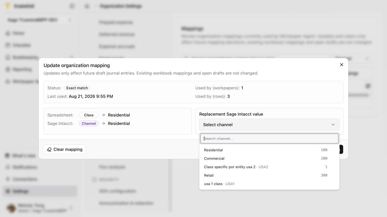 Replacement Sage Intacct value picker showing Channel records with their codes