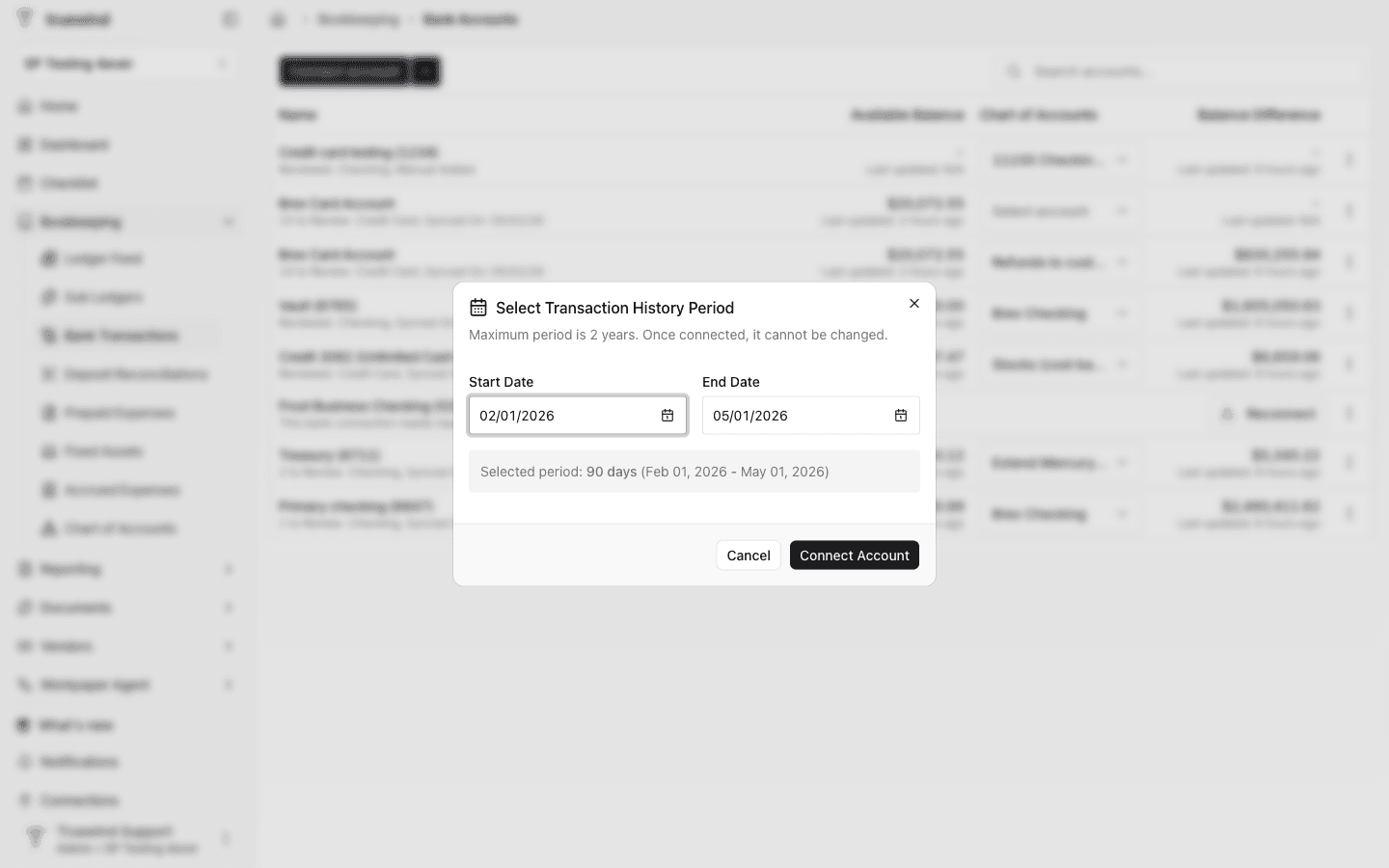 Screenshot showing start the Plaid connection flow only when you are ready to authorize the client bank