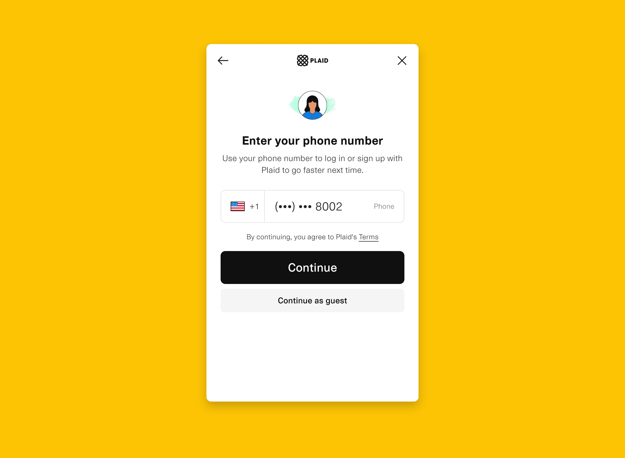 Screenshot showing Phone number is optional. Click on Continue as guest