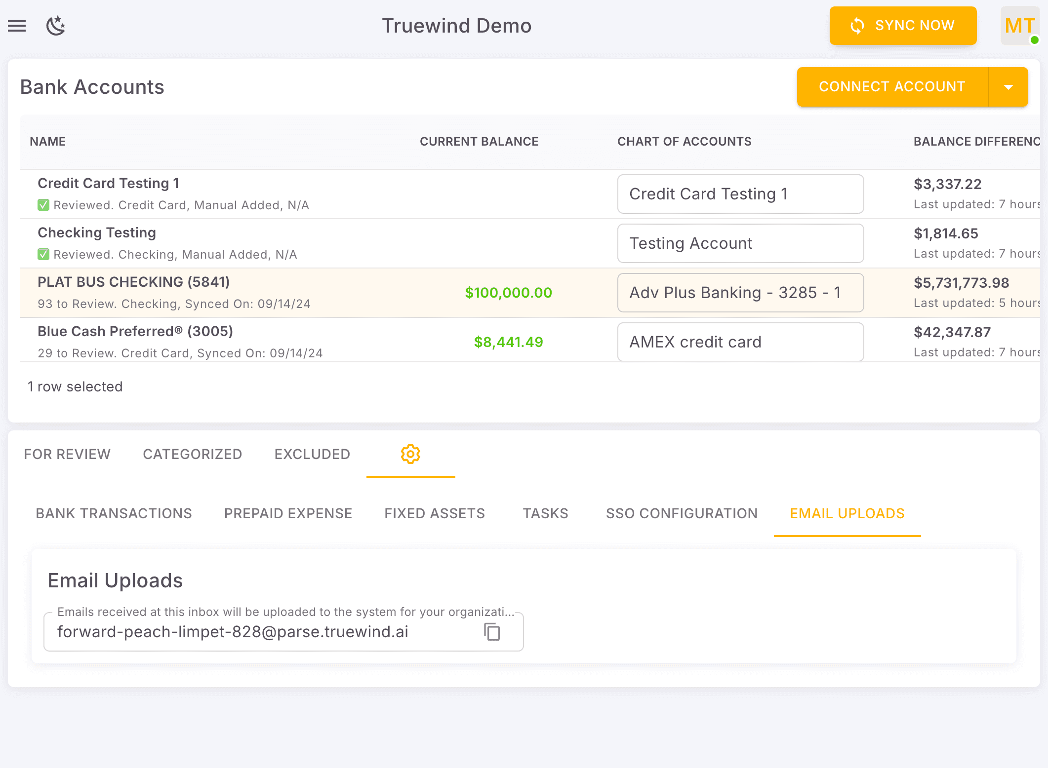 Screenshot showing Open Truewind Bank Transaction Page