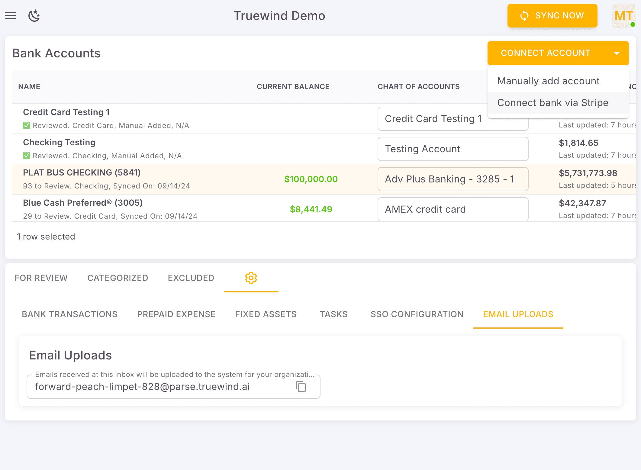 Screenshot showing Click Connect bank via Stripe