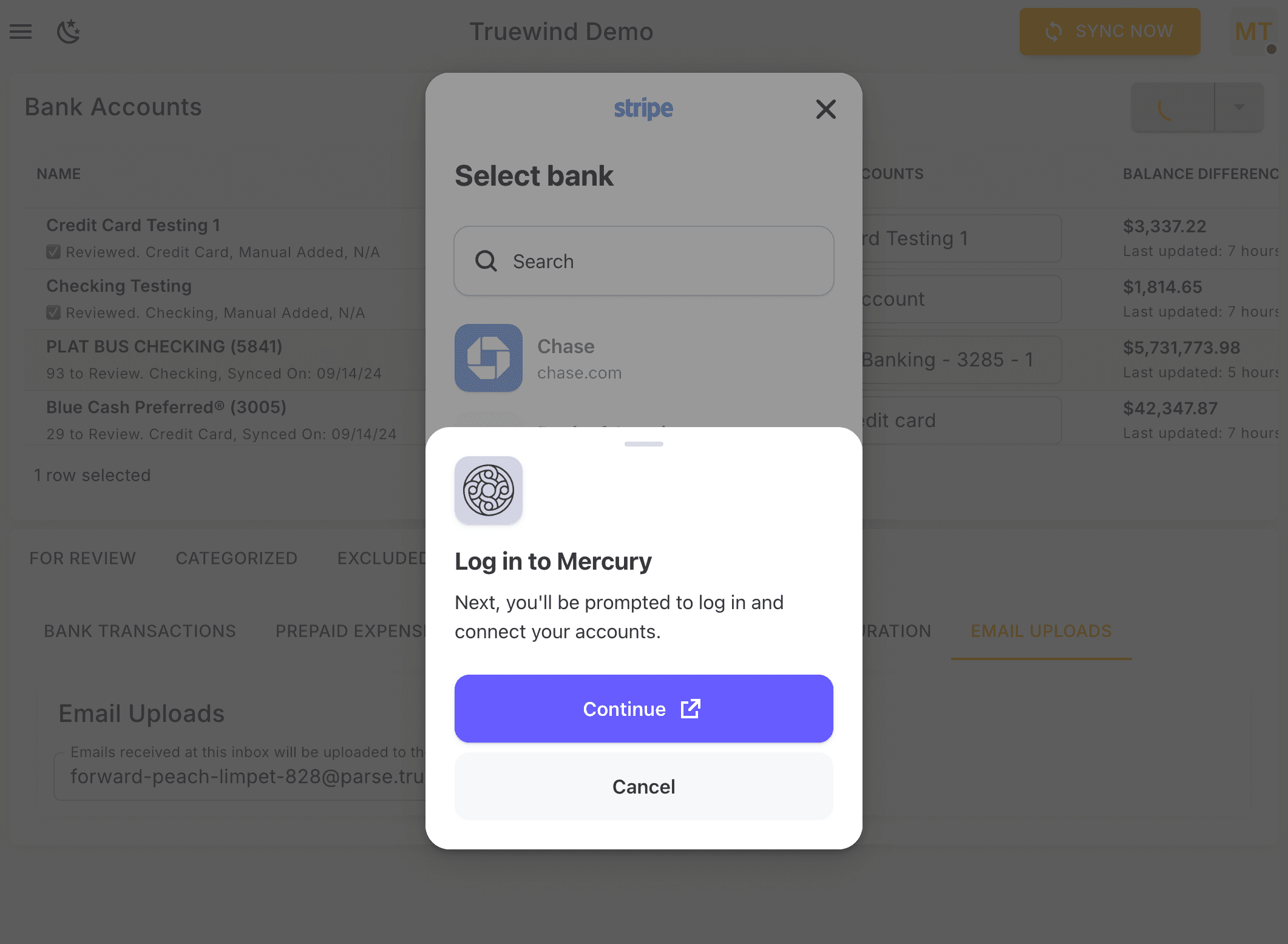 Screenshot showing Choose the one you'd like to connect and click on Link Accounts