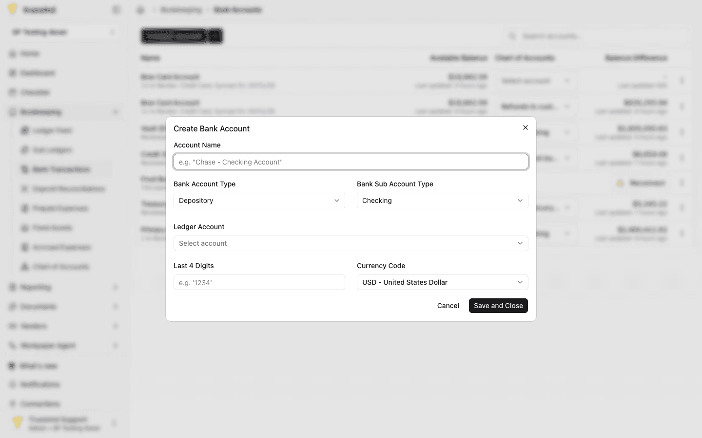 Screenshot showing In the pop-up, input all account information
