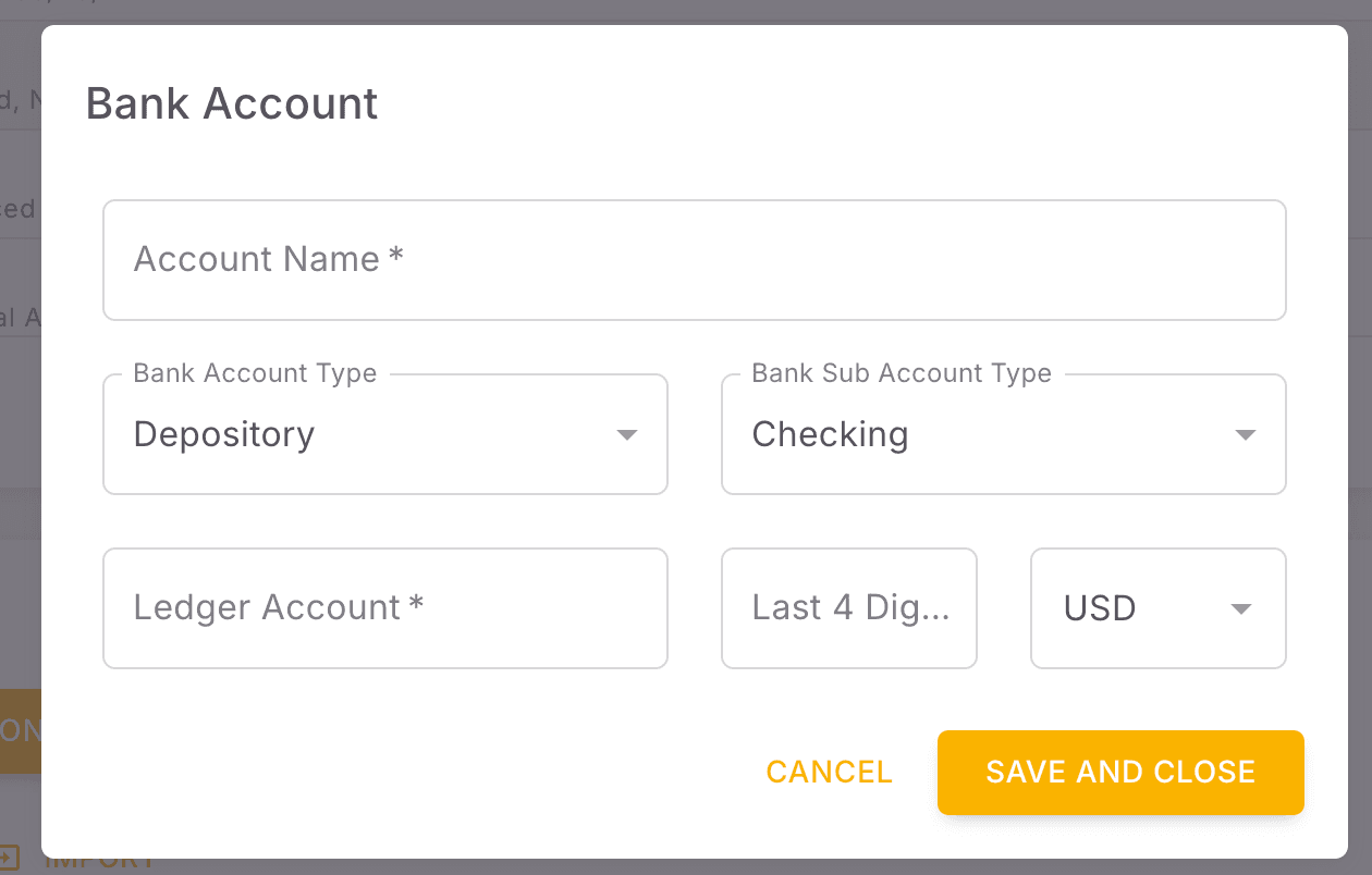Screenshot showing In the pop-up, input all account information