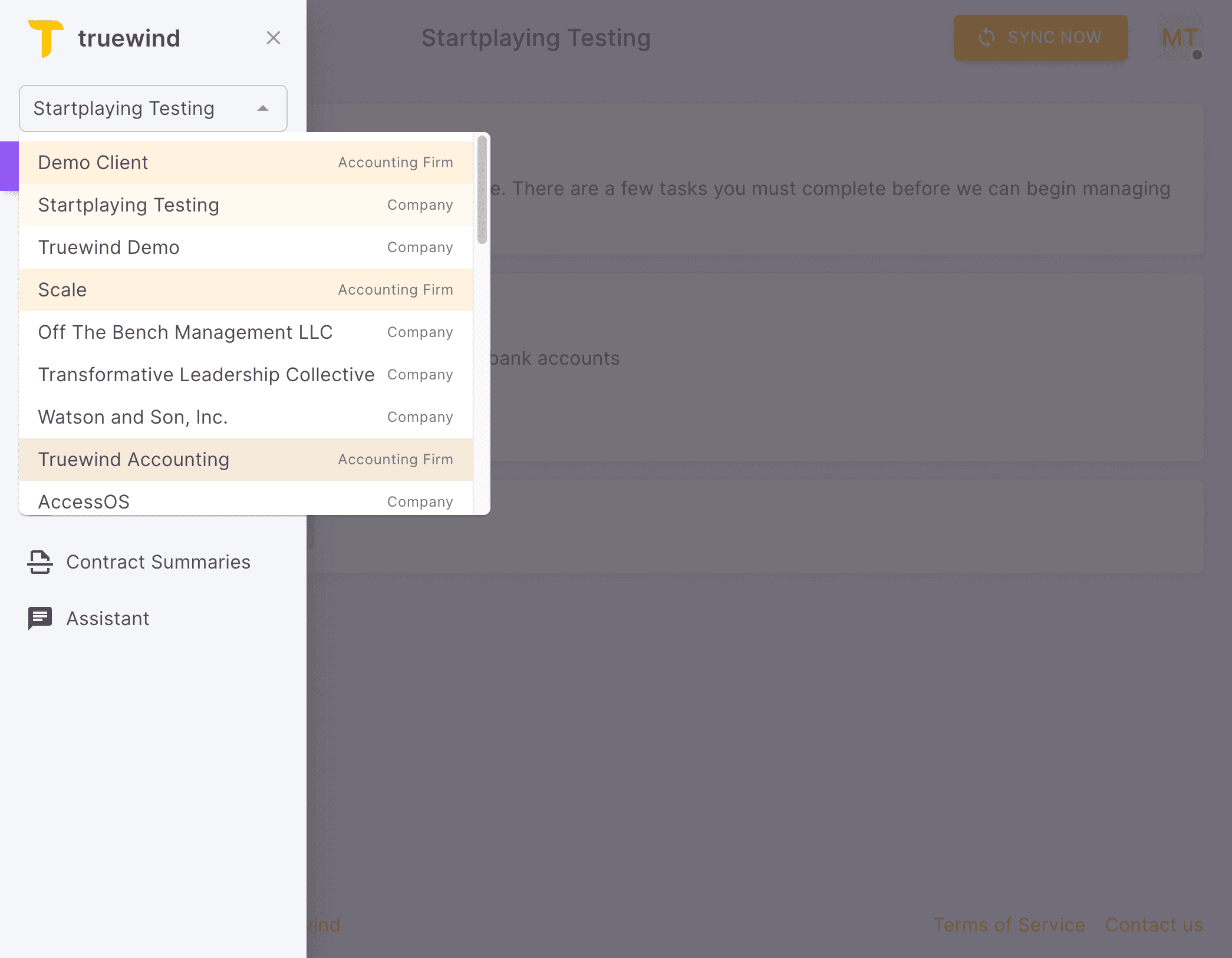 Screenshot showing Click Truewind Accounting…