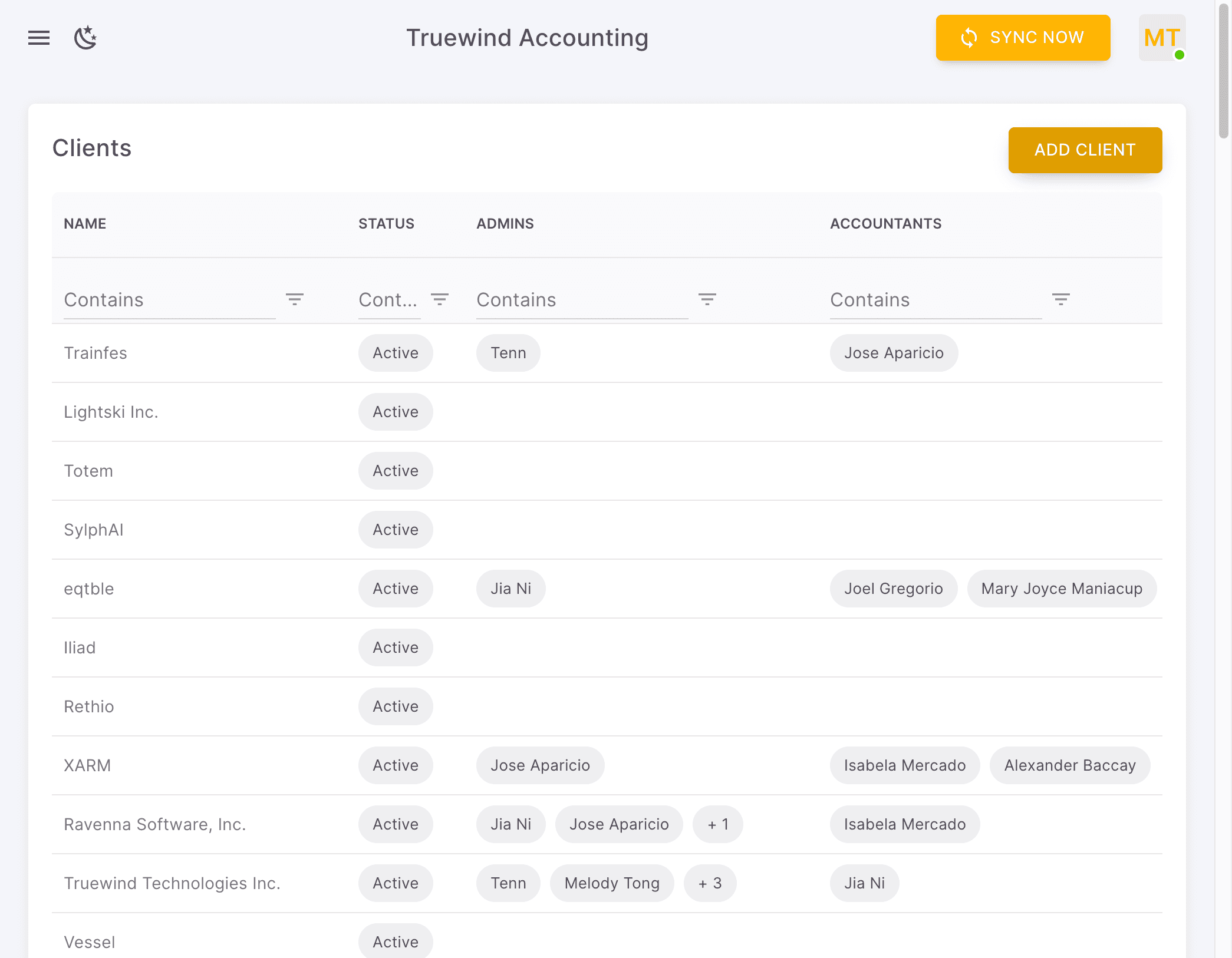 Screenshot showing Click ADD CLIENT
