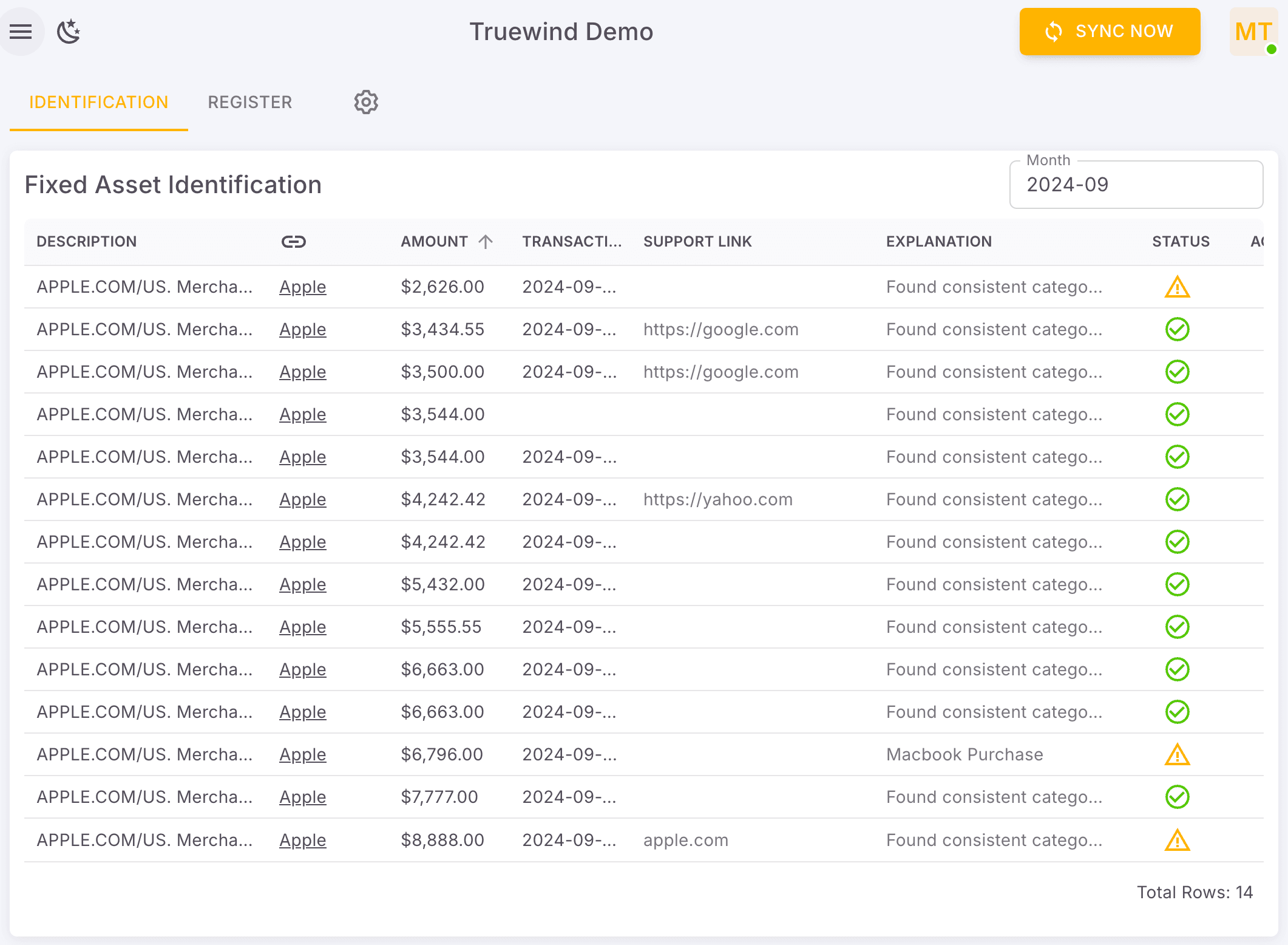 Screenshot showing Open the side menu