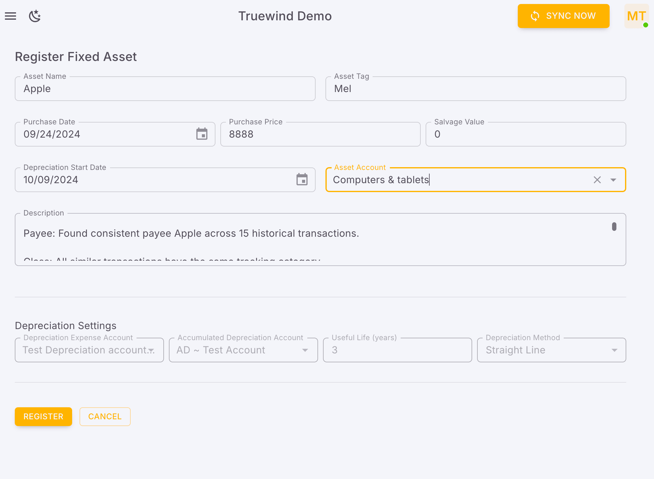 Screenshot showing Select Description