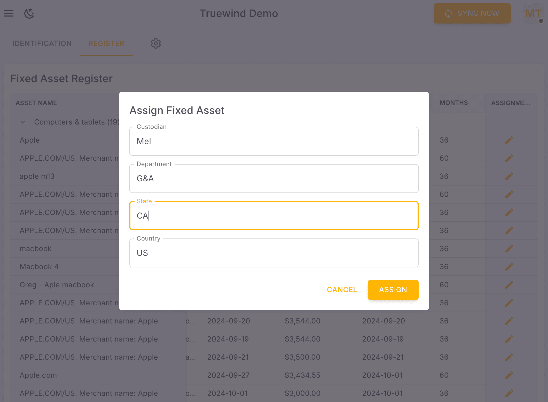 Screenshot showing Enter "CA"