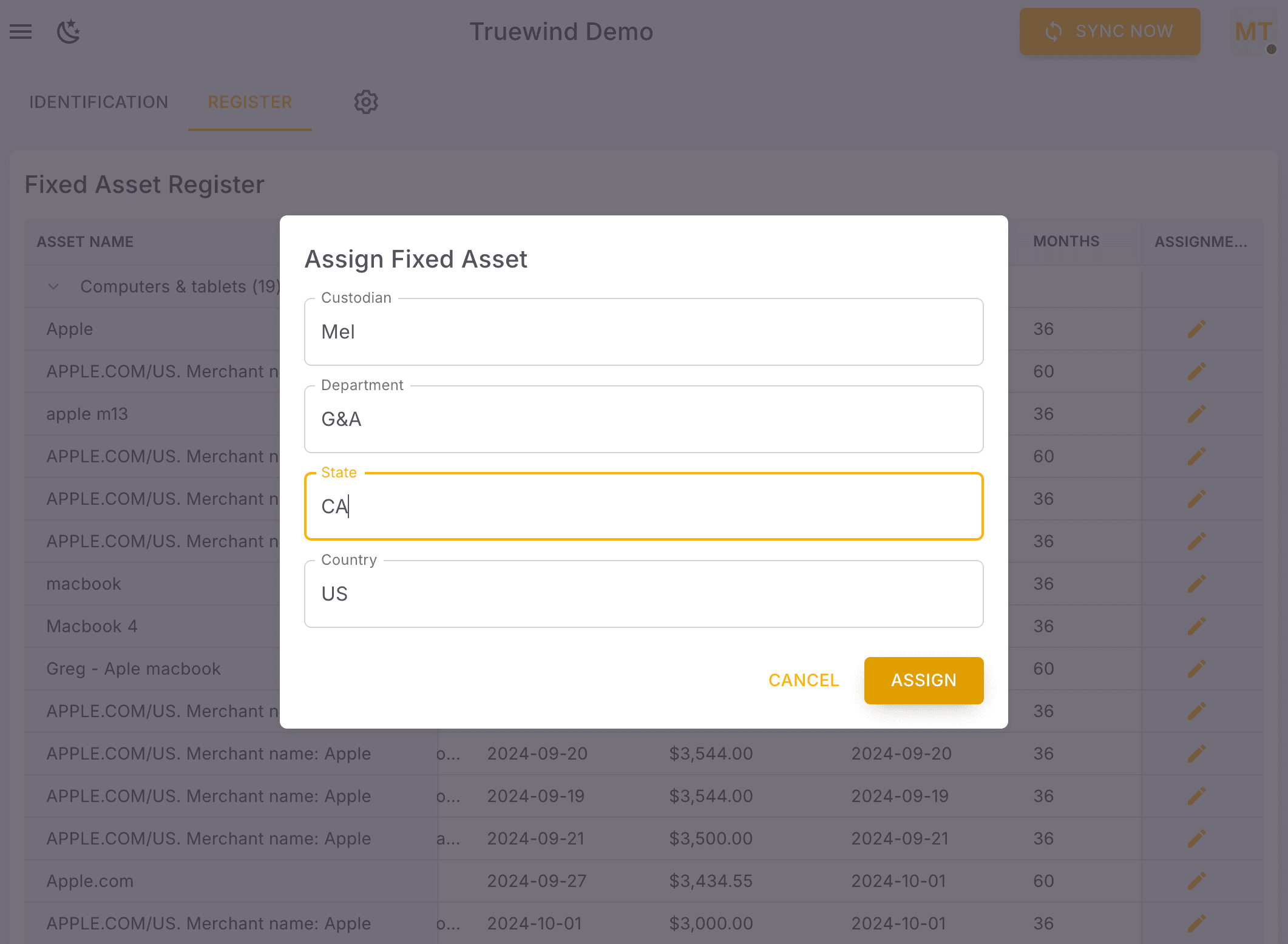 Screenshot showing Select ASSIGN