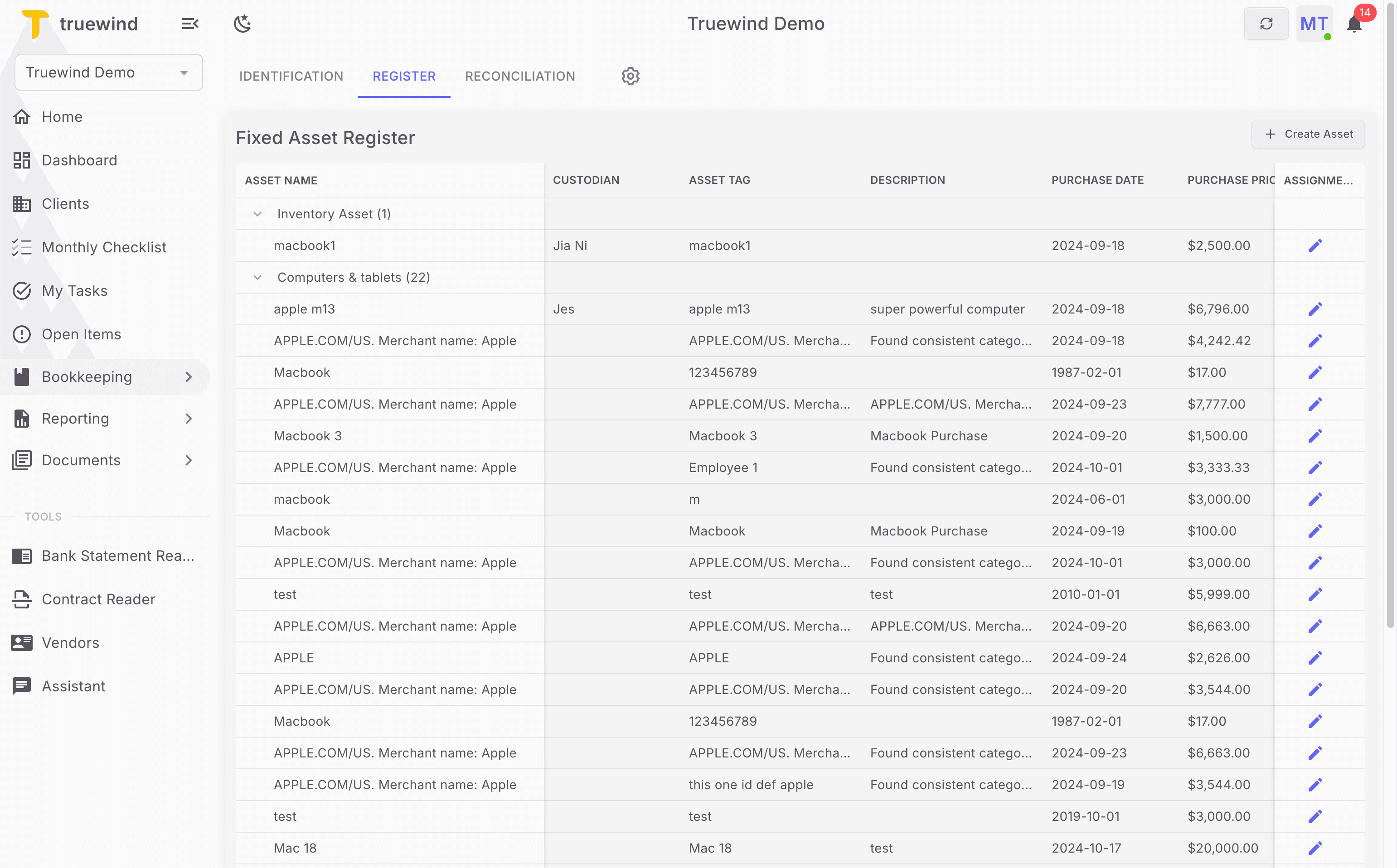 Screenshot showing Open Bookkeeping