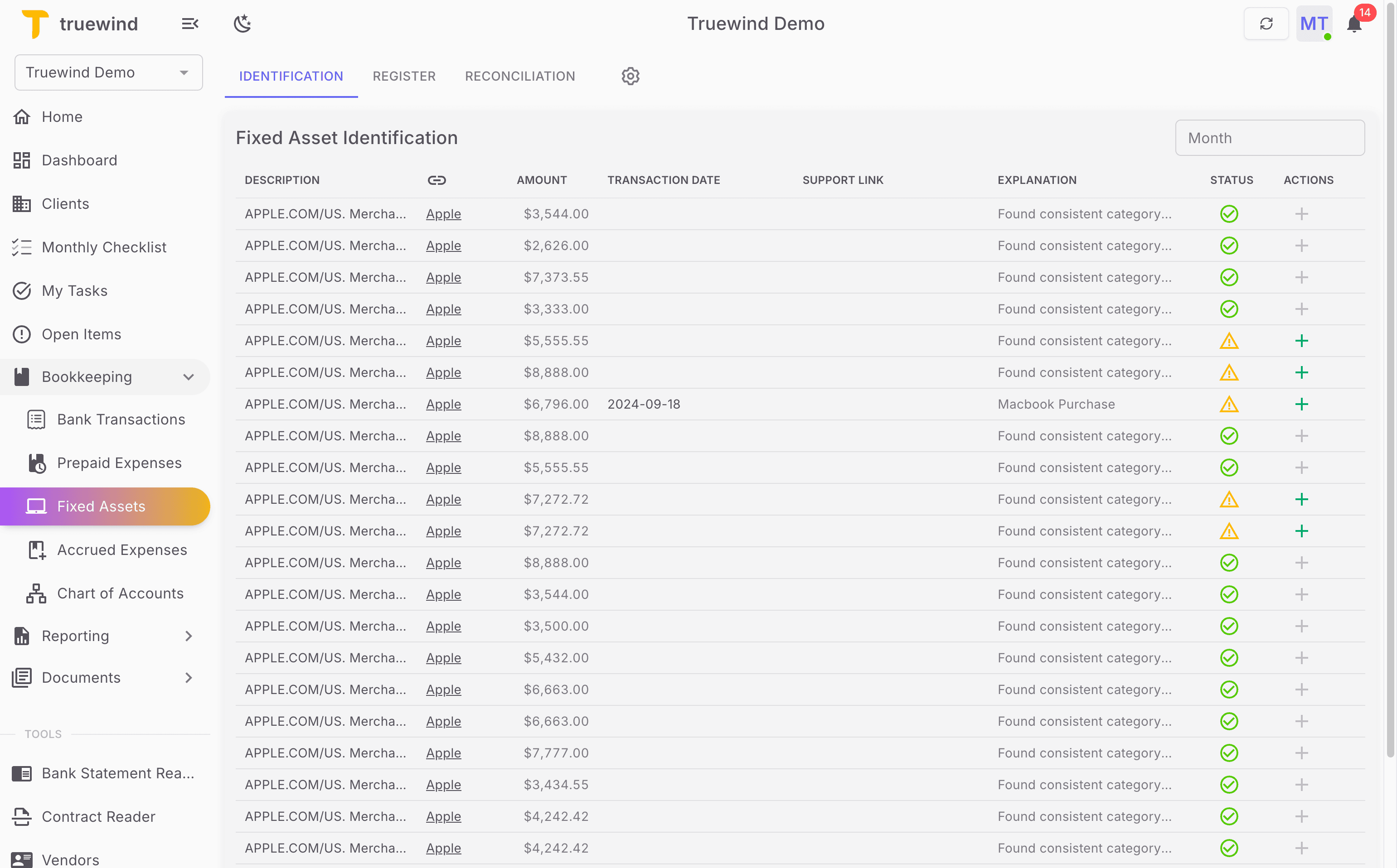 Screenshot showing Open Register