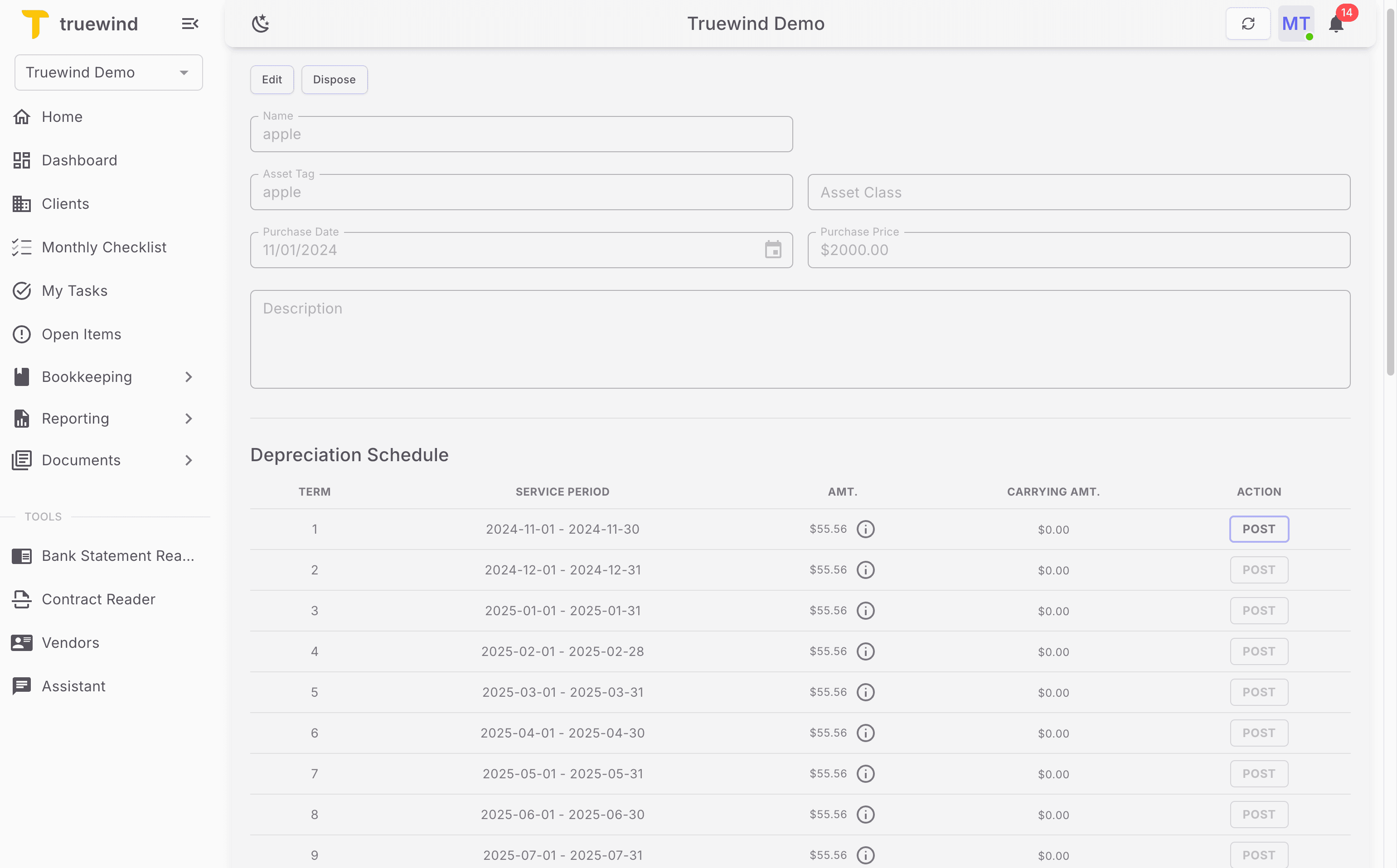 Screenshot showing Review the schedule